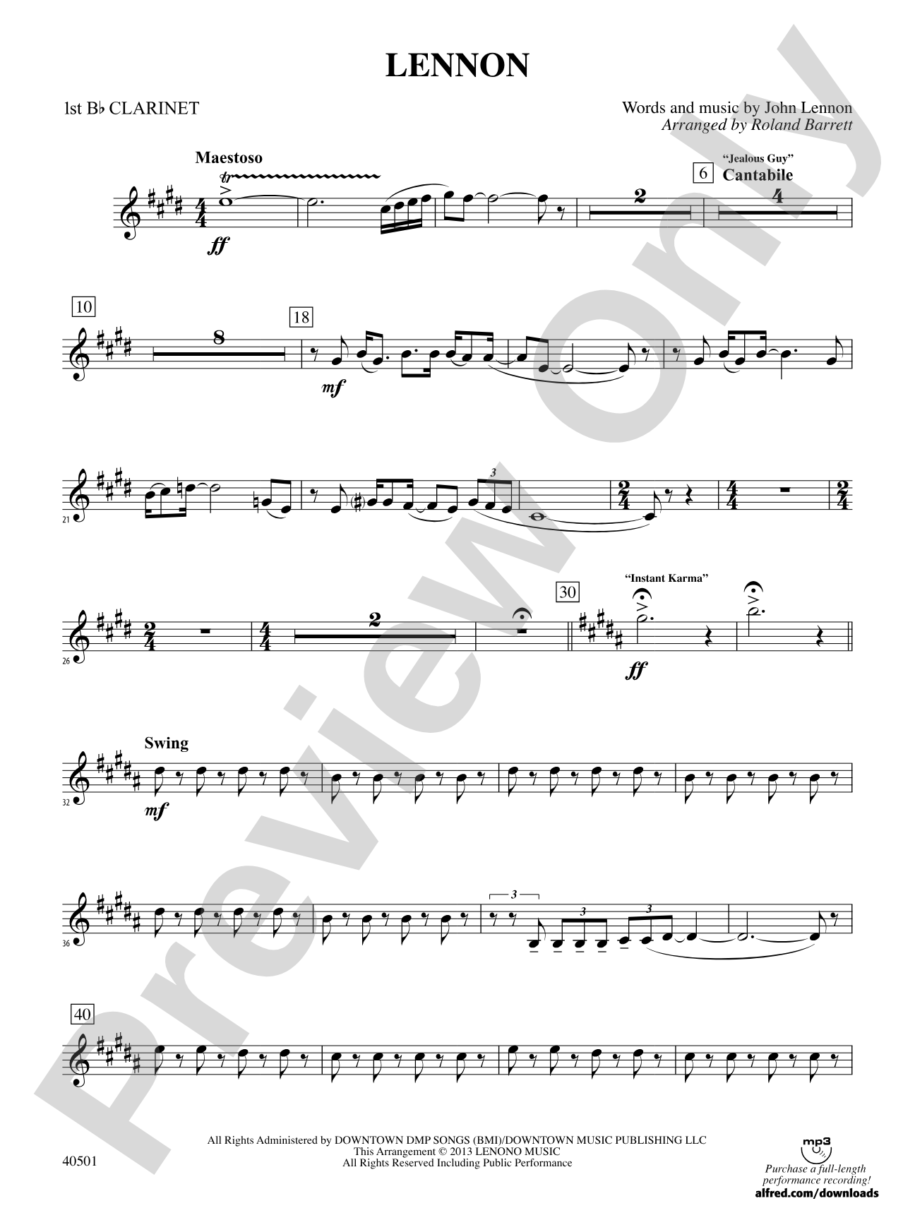 Lennon: 1st B-flat Clarinet