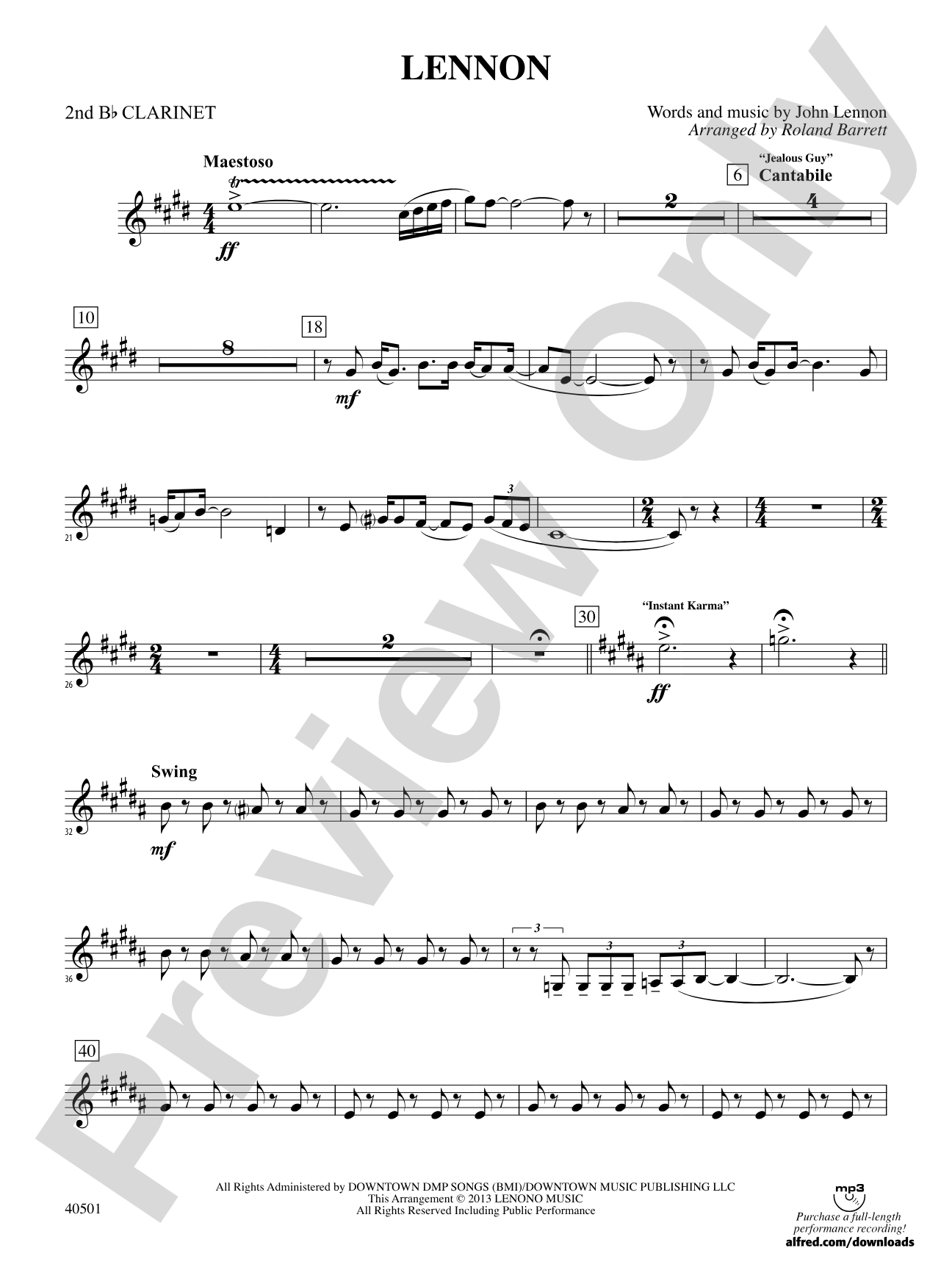 Lennon: 2nd B-flat Clarinet