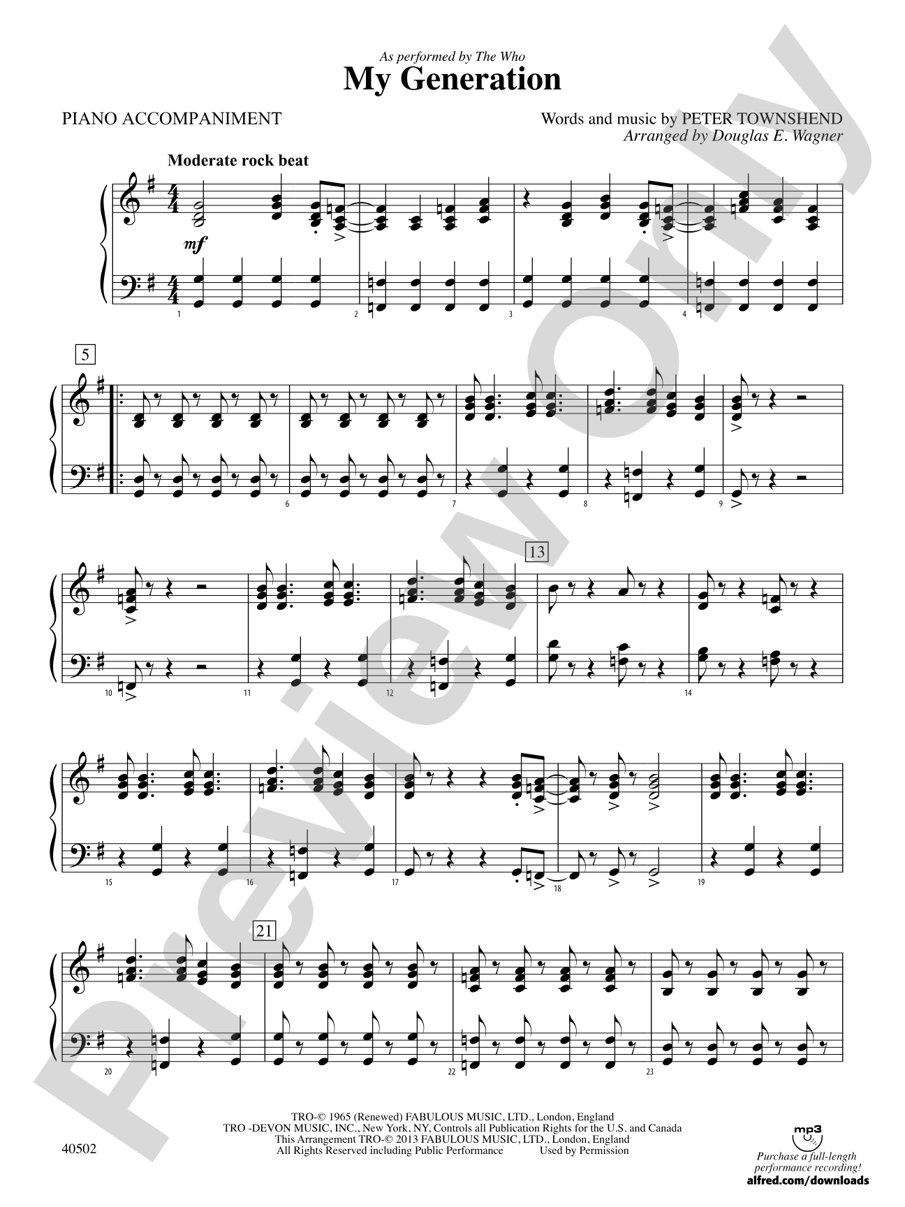 My Generation: Piano Accompaniment