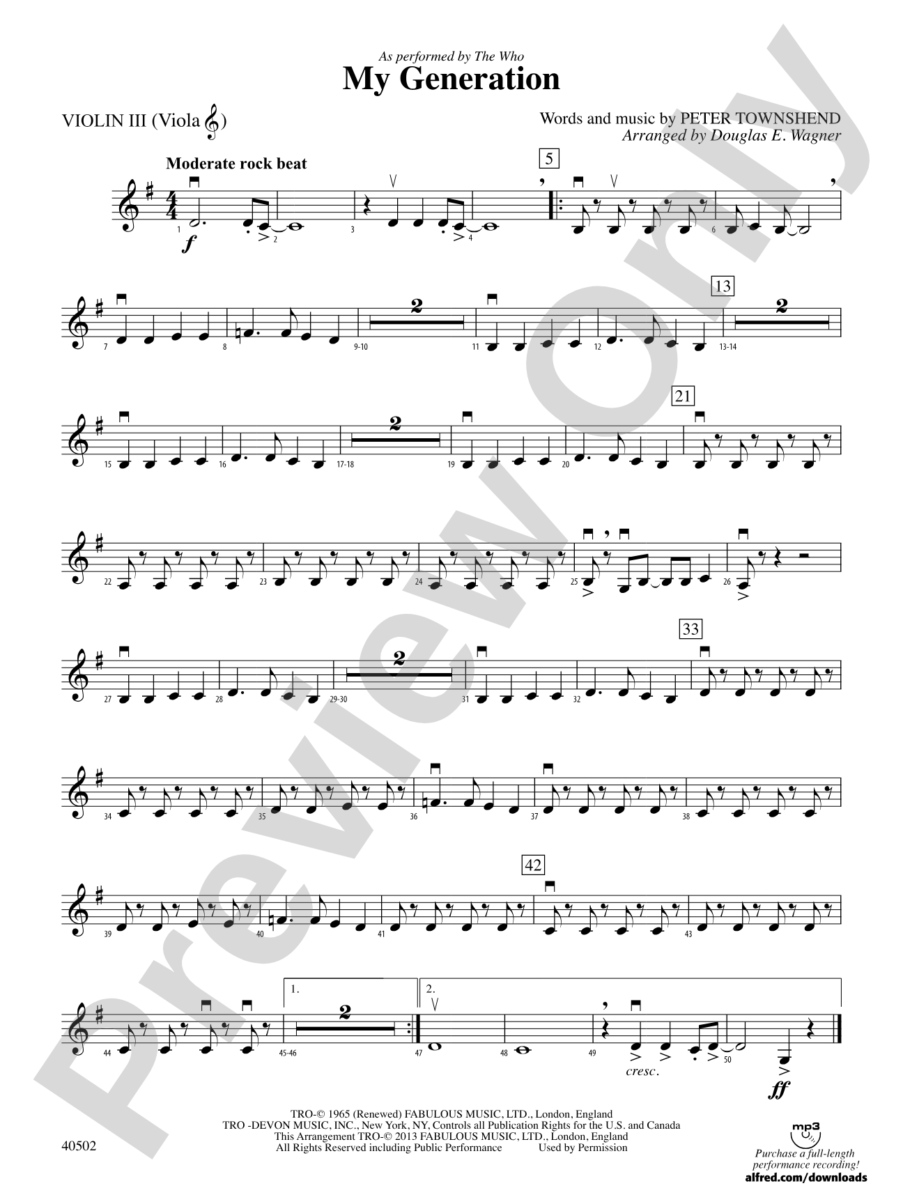 My Generation: 3rd Violin (Viola [TC])