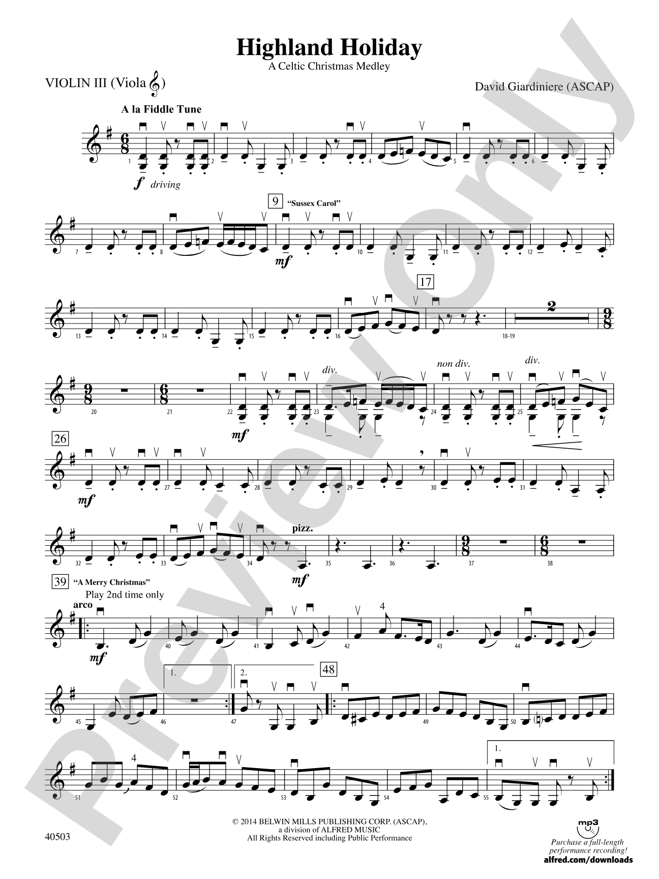 Highland Holiday: 3rd Violin (Viola [TC])