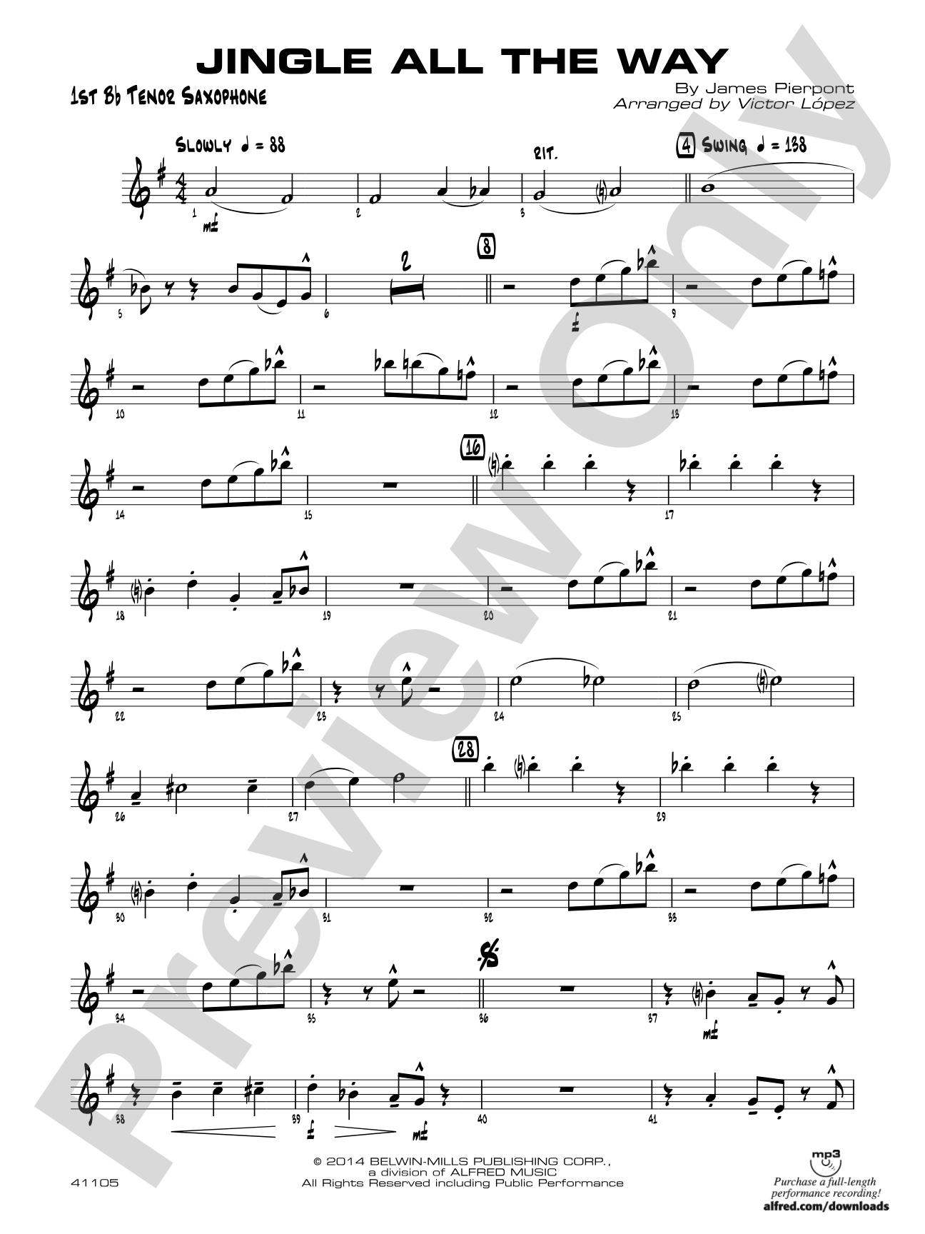 Jingle All the Way: B-flat Tenor Saxophone
