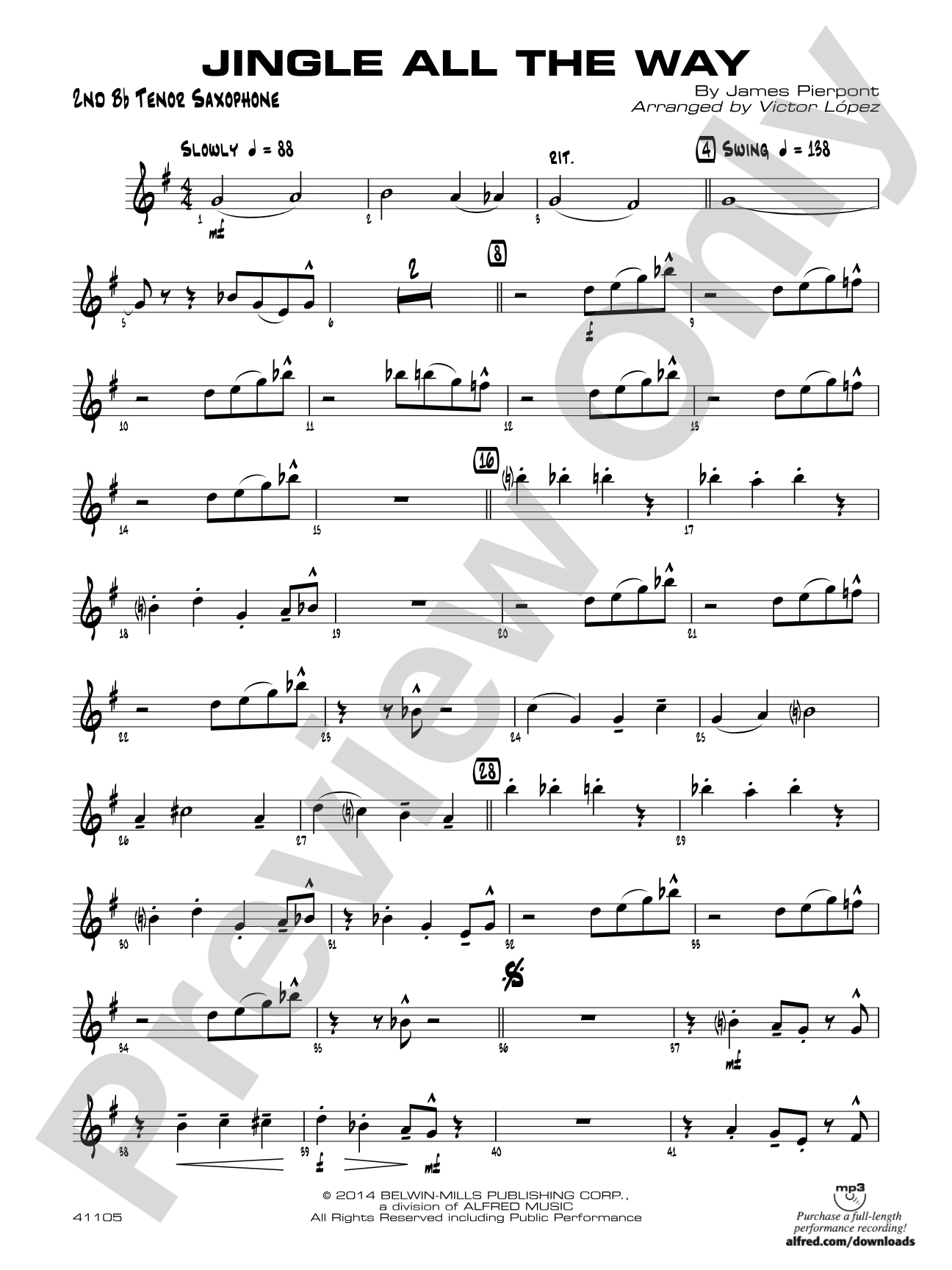 Jingle All the Way: 2nd B-flat Tenor Saxophone