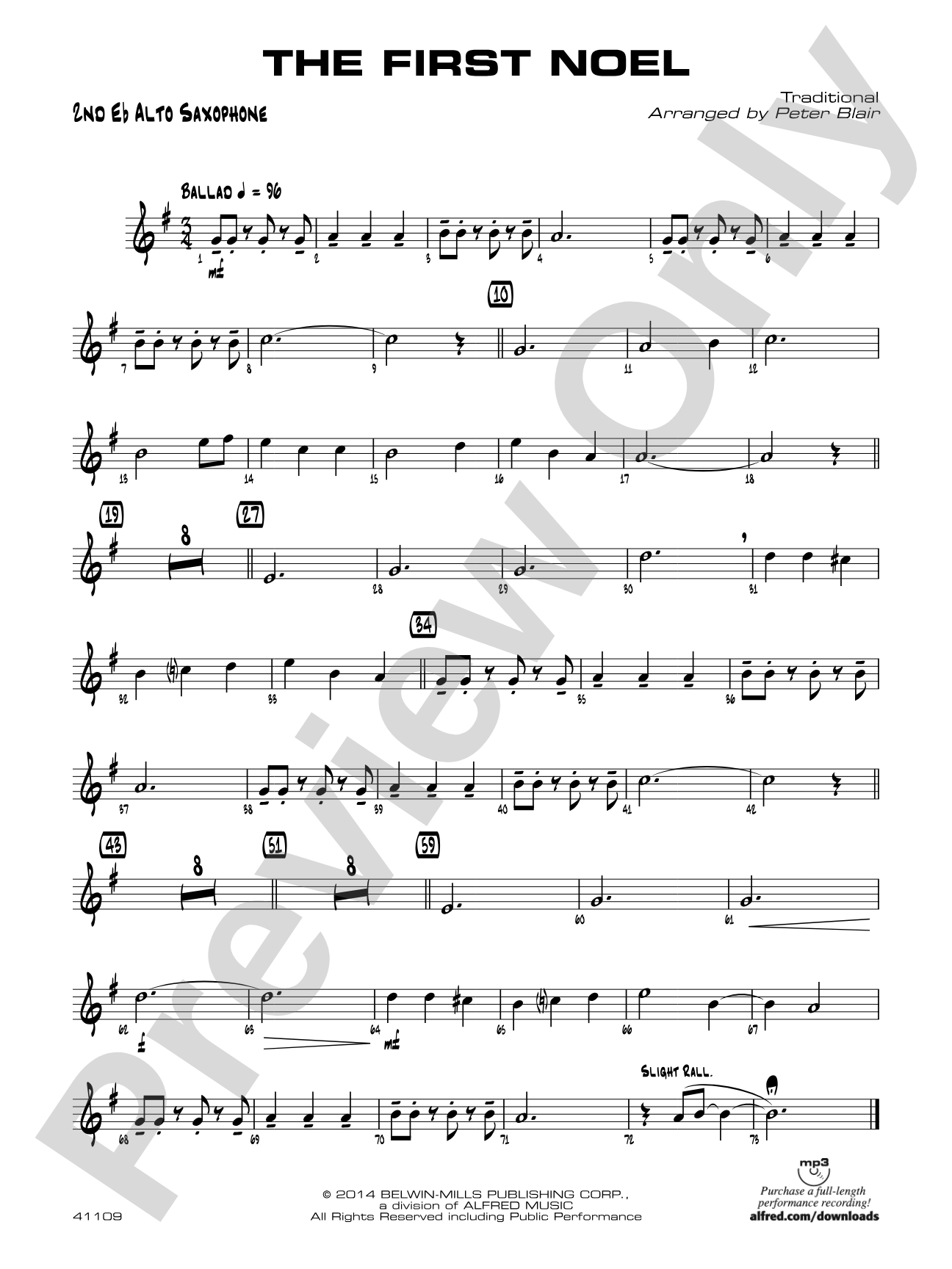 The First Noel: 2nd E-flat Alto Saxophone