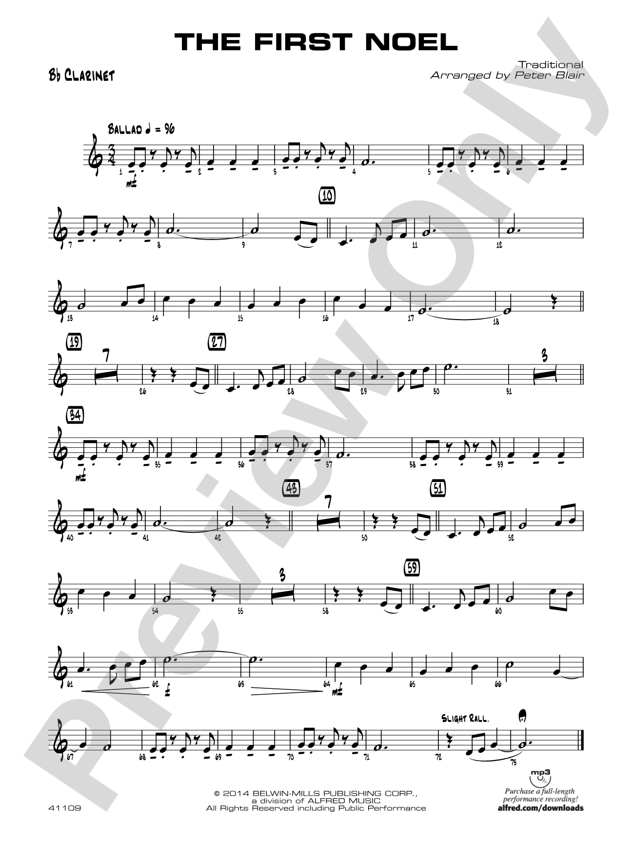 The First Noel: 1st B-flat Clarinet