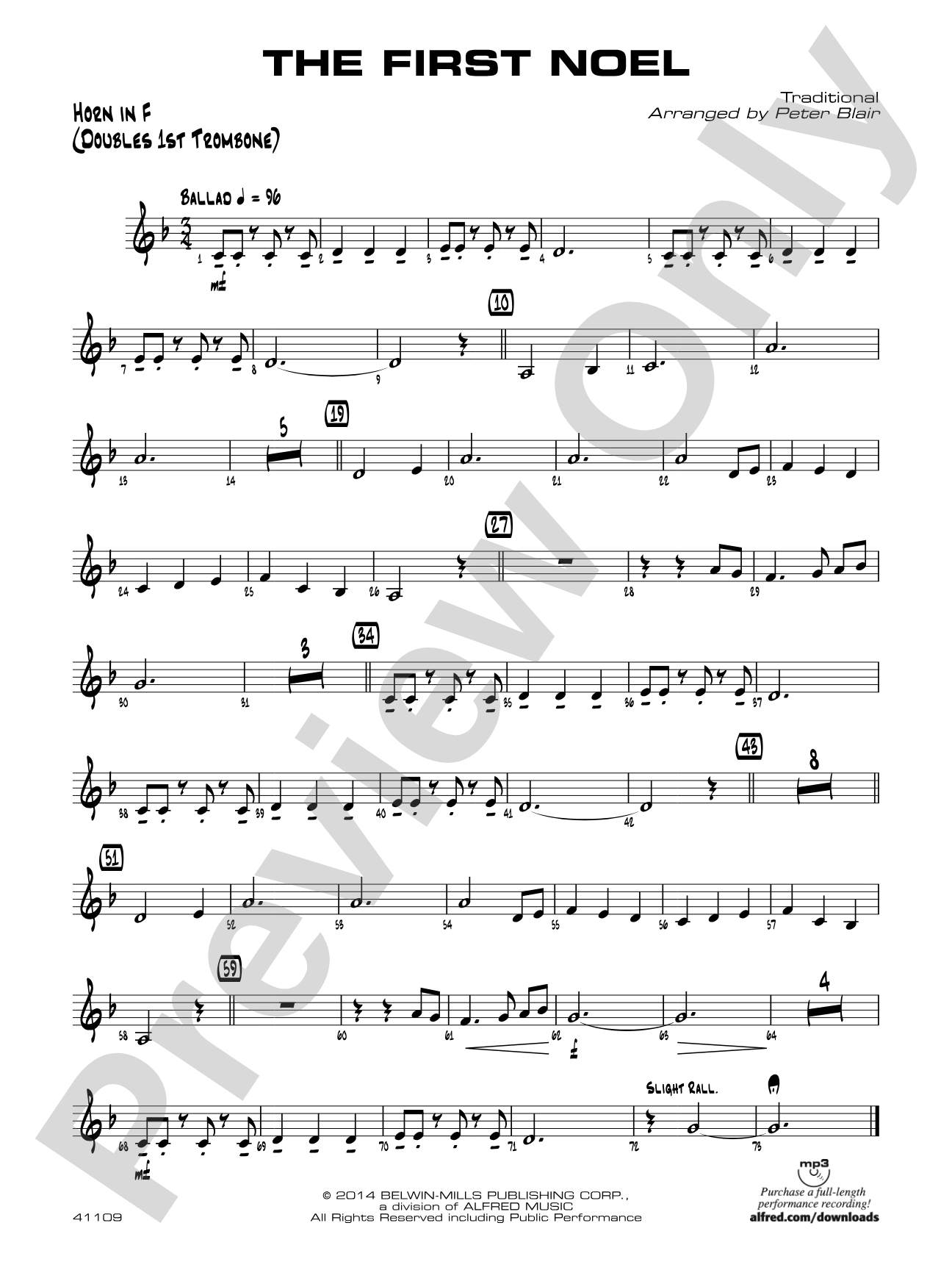 The First Noel: 1st F Horn