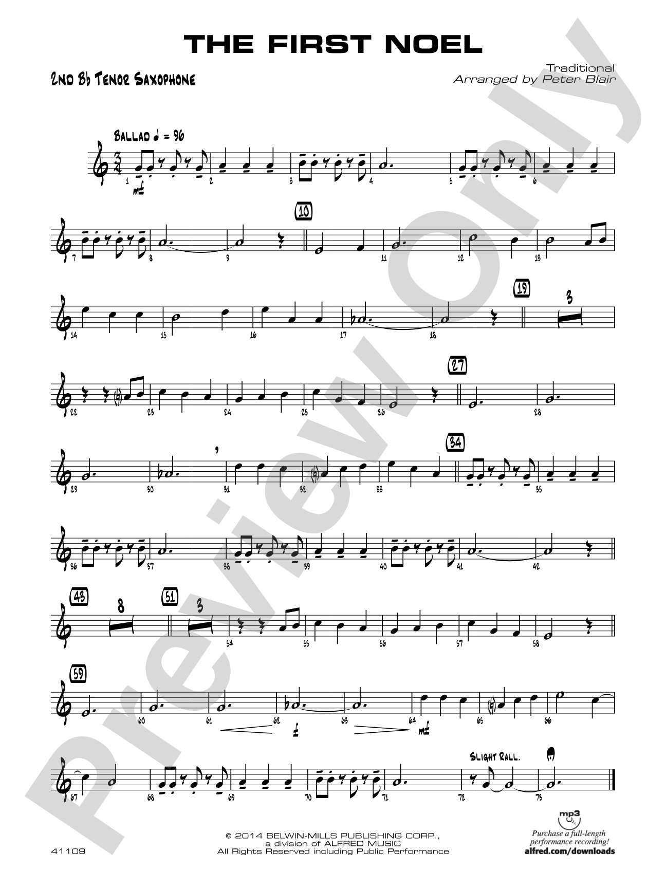 The First Noel: 2nd B-flat Tenor Saxophone