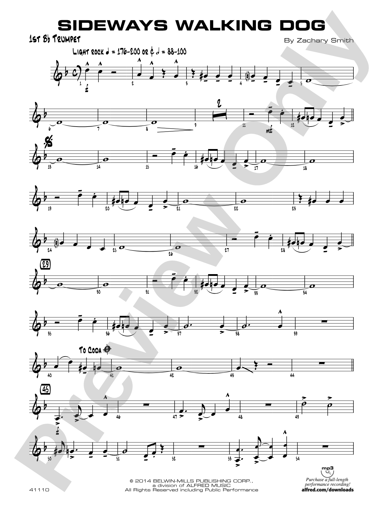 Sideways Walking Dog: 1st B-flat Trumpet