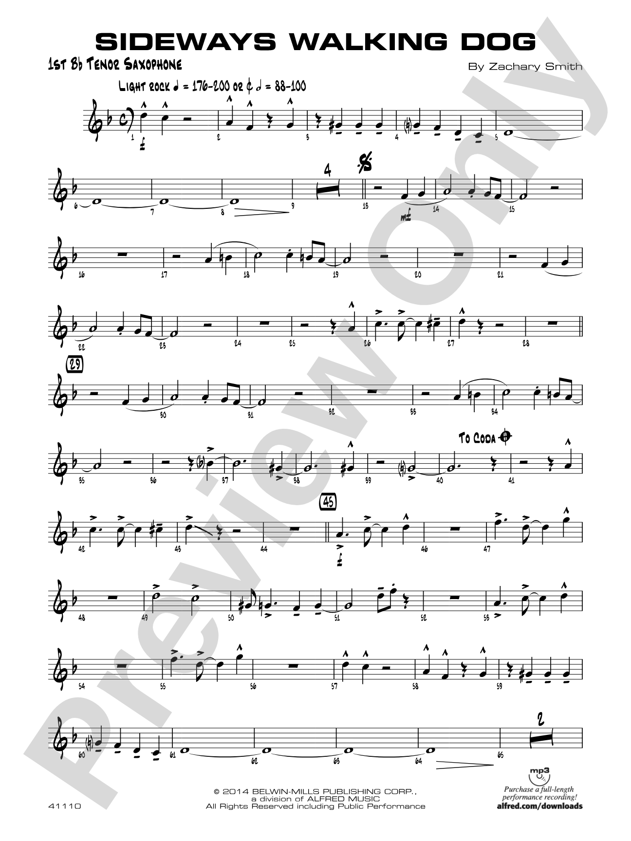 Sideways Walking Dog: B-flat Tenor Saxophone