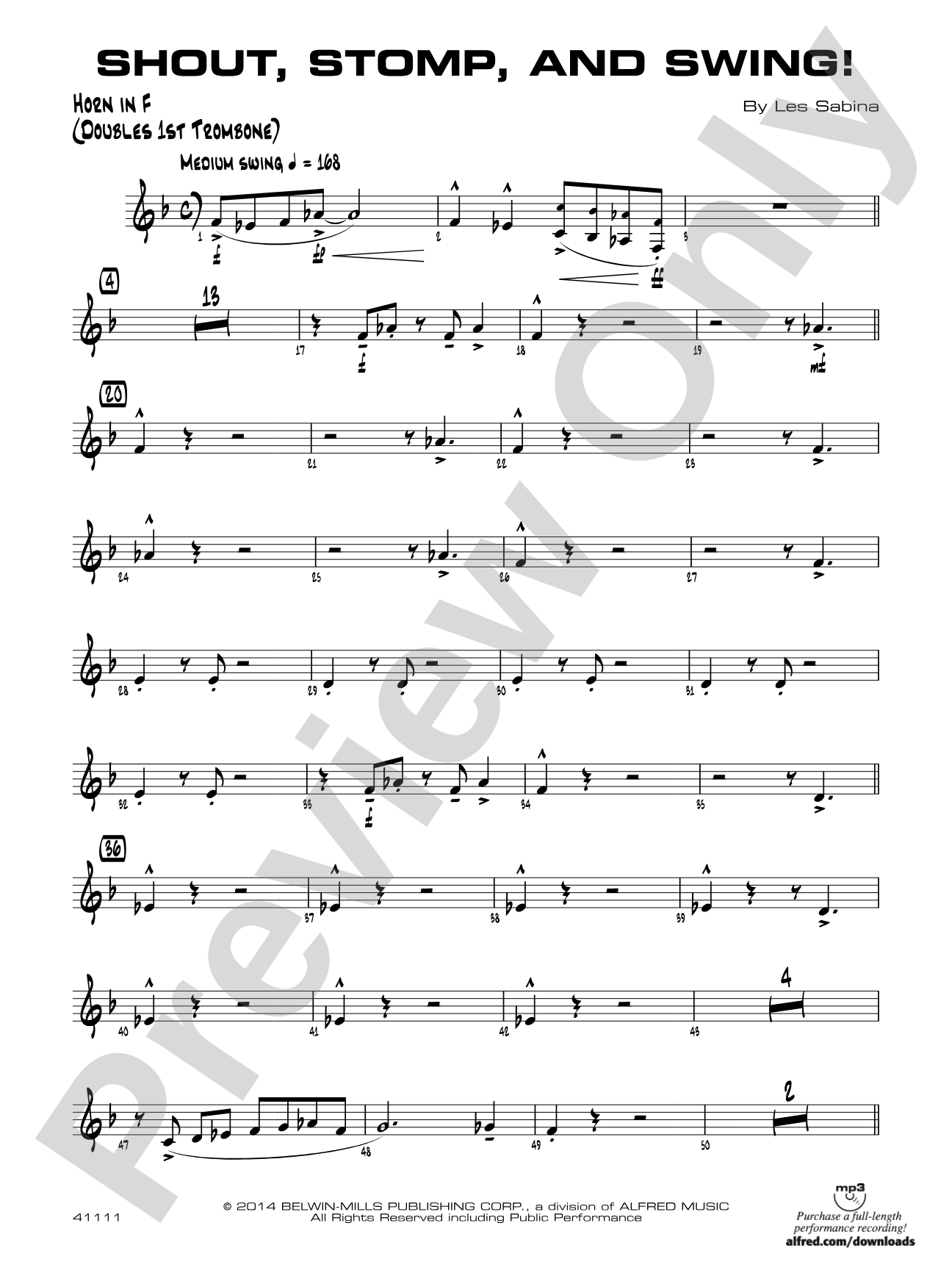 Shout, Stomp, and Swing!: 1st F Horn