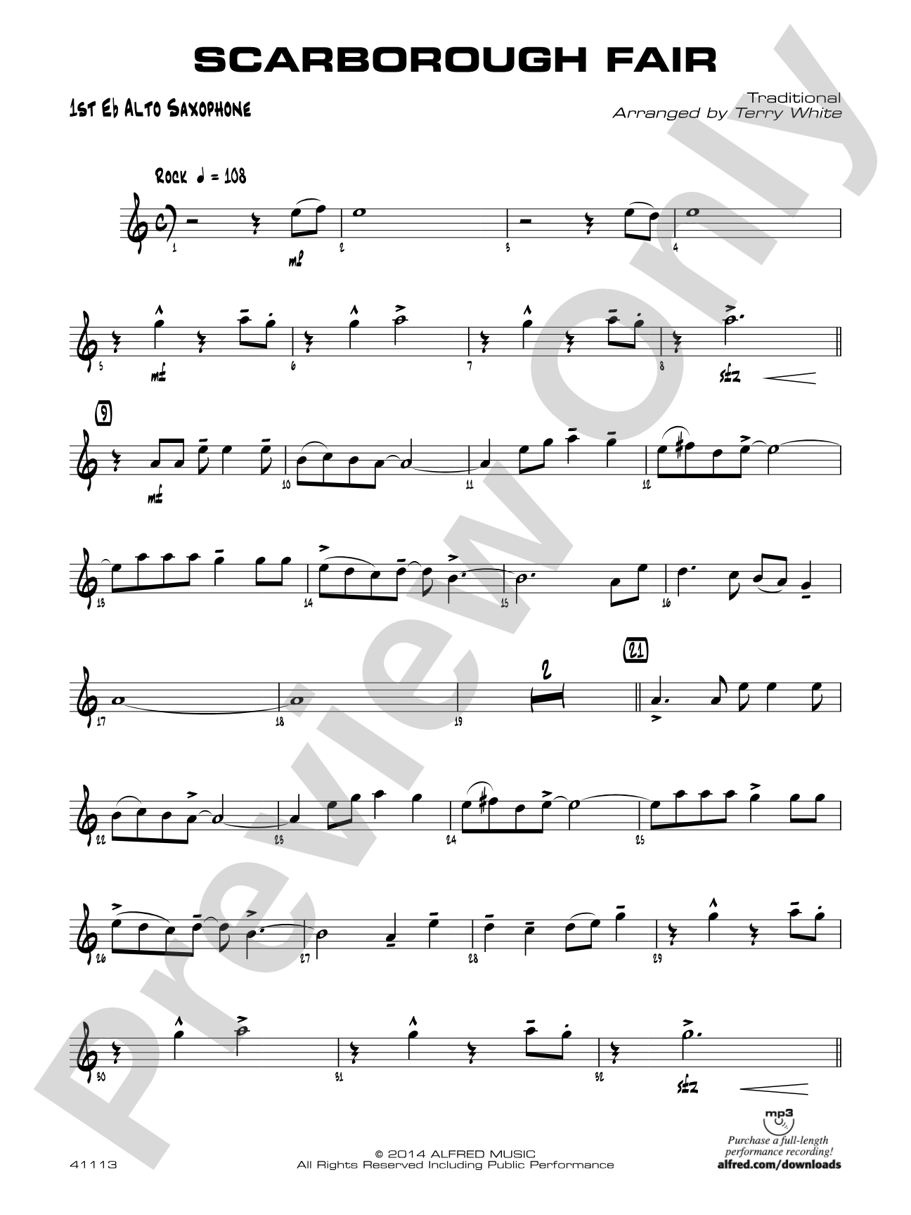 Scarborough Fair: E-flat Alto Saxophone