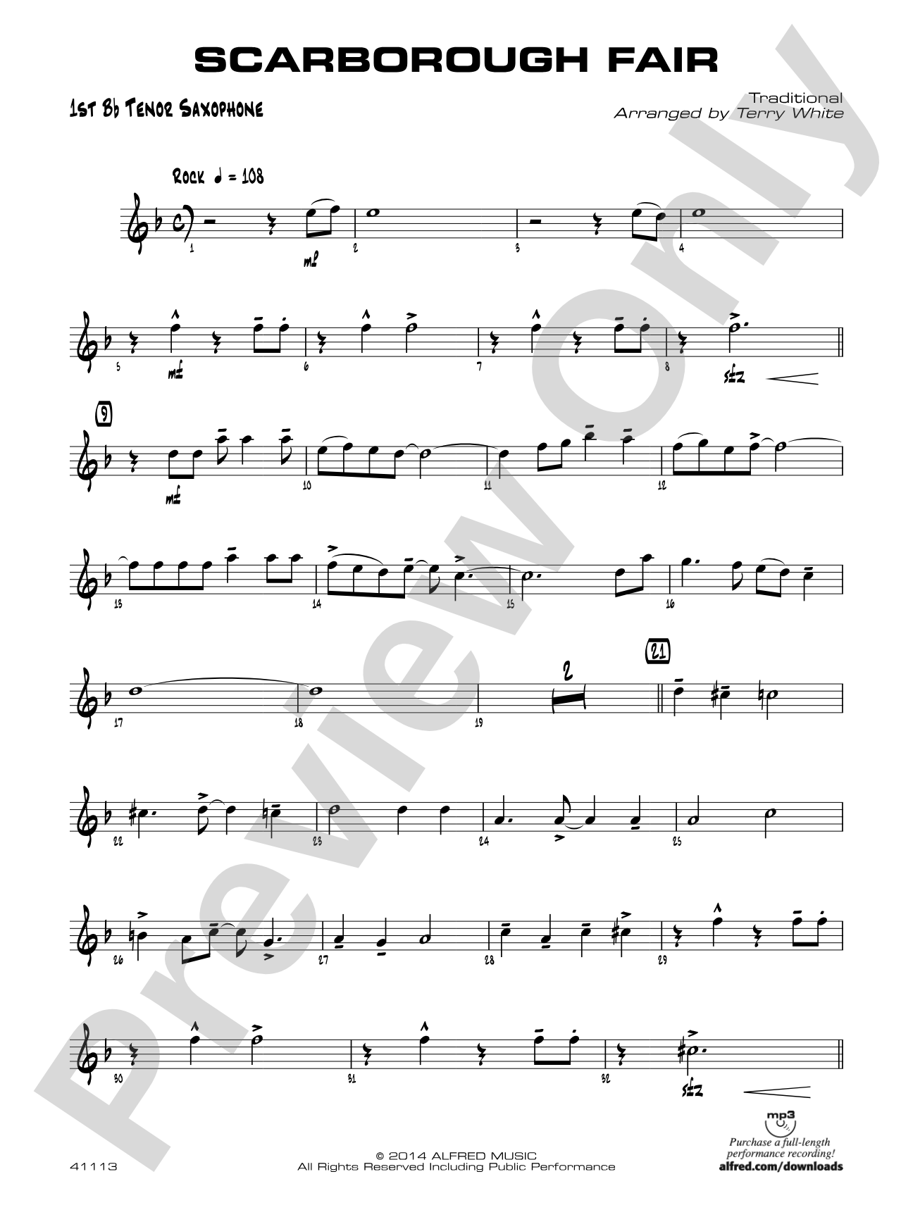 Scarborough Fair: B-flat Tenor Saxophone