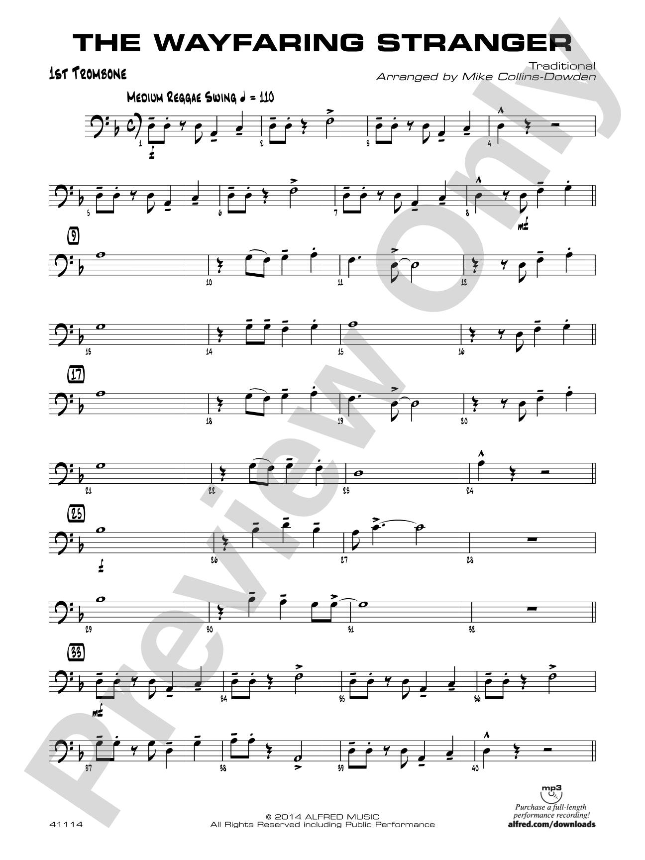The Wayfaring Stranger: 1st Trombone