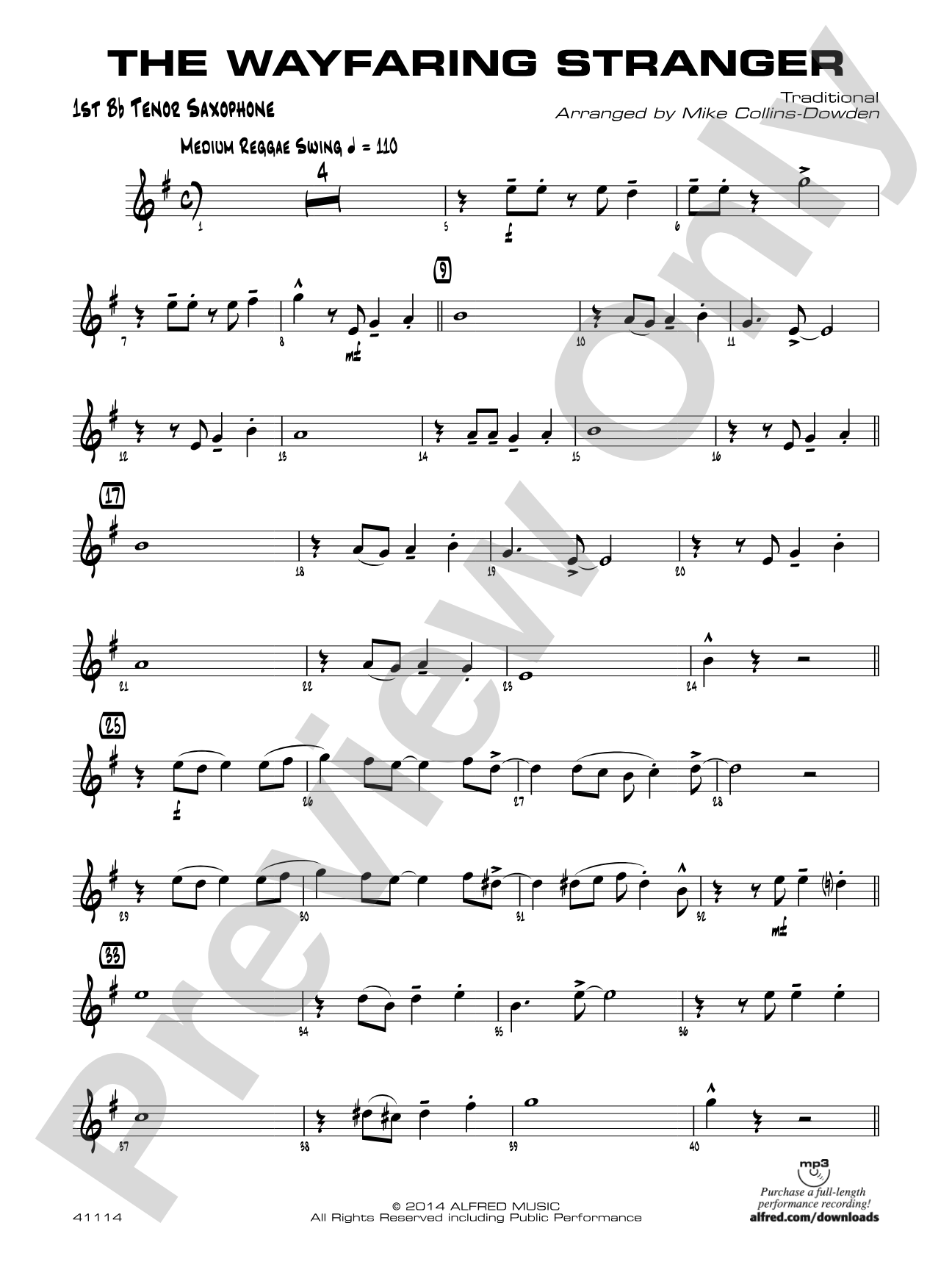 The Wayfaring Stranger: B-flat Tenor Saxophone