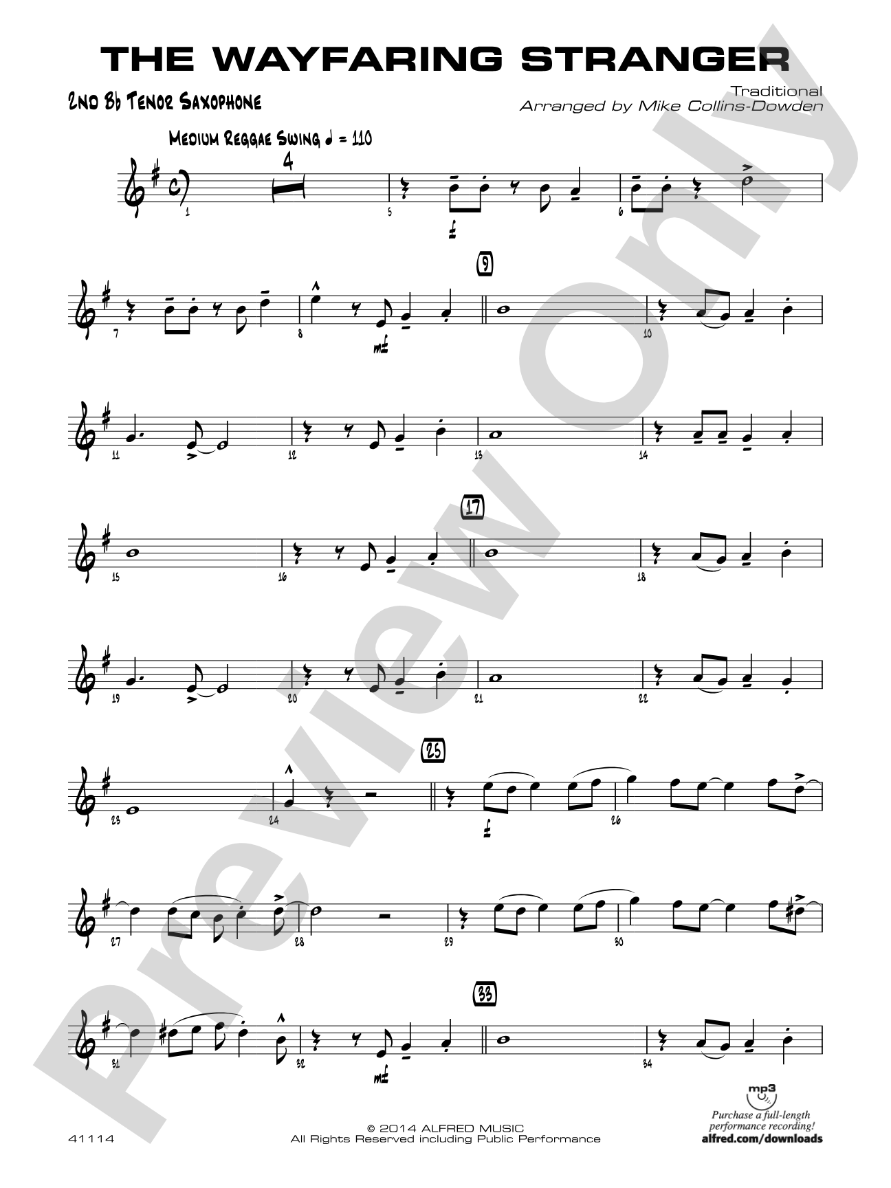 The Wayfaring Stranger: 2nd B-flat Tenor Saxophone