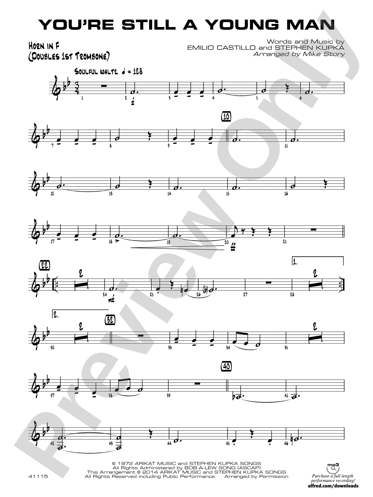 You're Still a Young Man: 1st F Horn