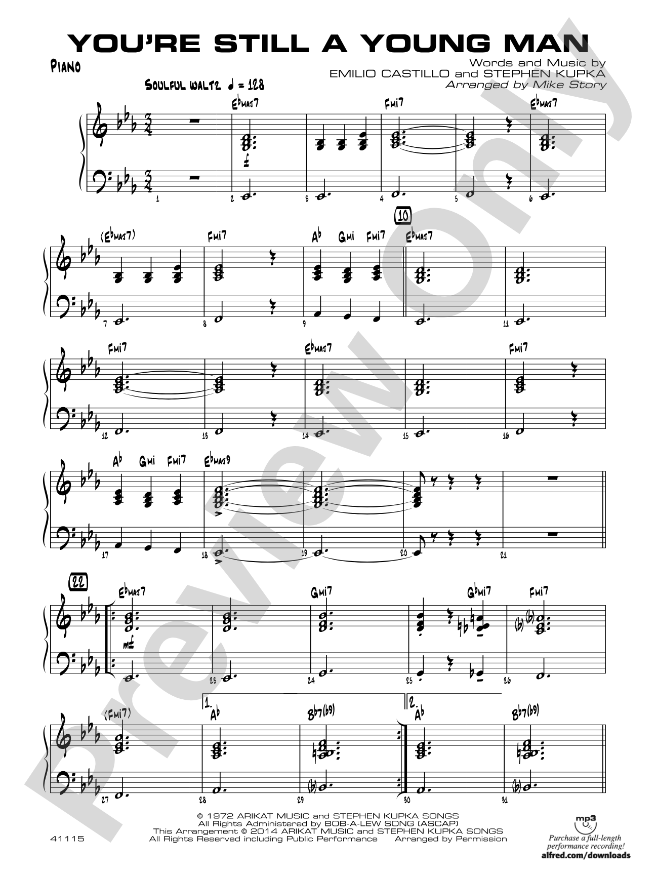 You're Still a Young Man: Piano Accompaniment