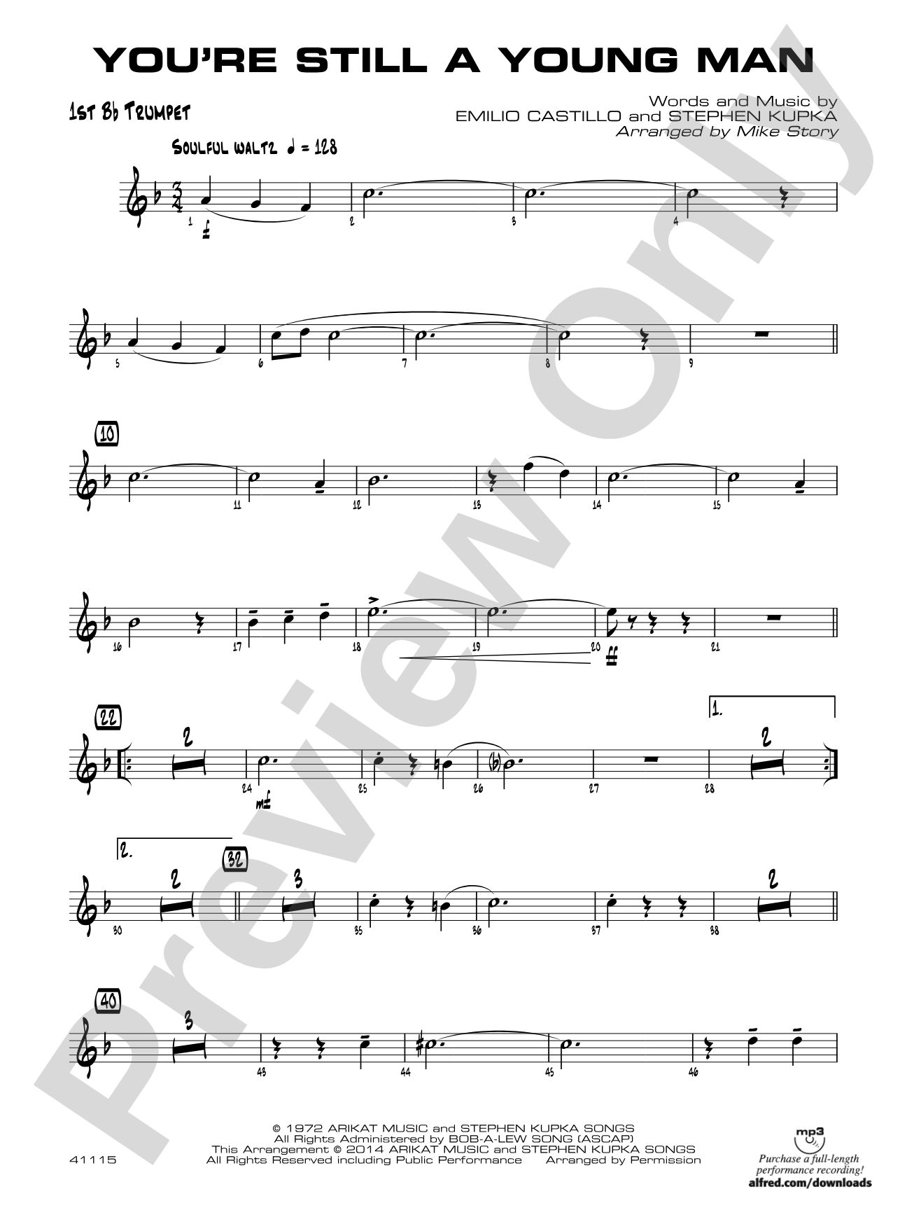 You're Still a Young Man: 1st B-flat Trumpet