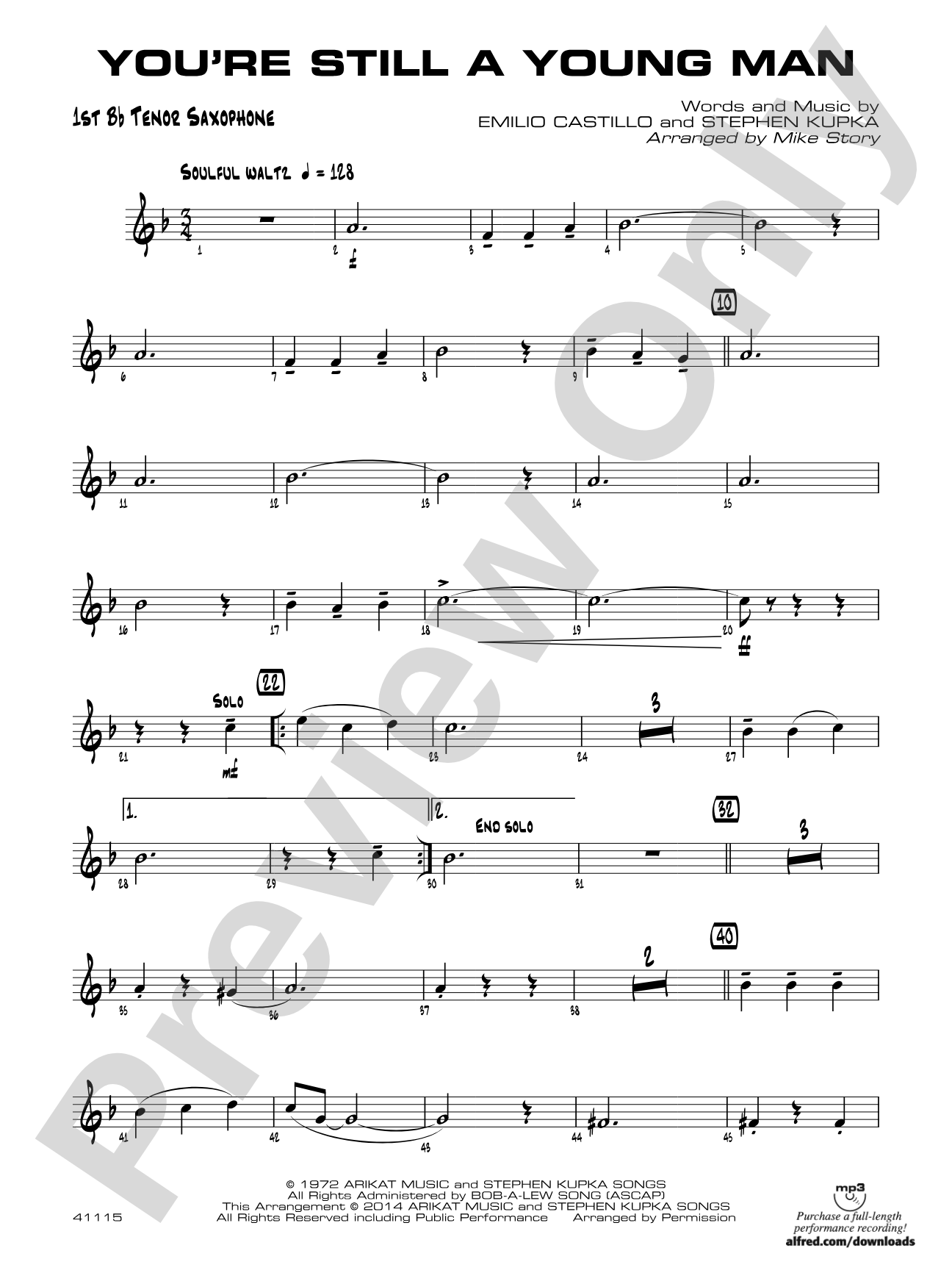 You're Still a Young Man: B-flat Tenor Saxophone