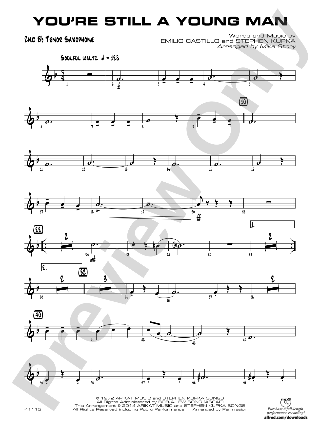 You're Still a Young Man: 2nd B-flat Tenor Saxophone