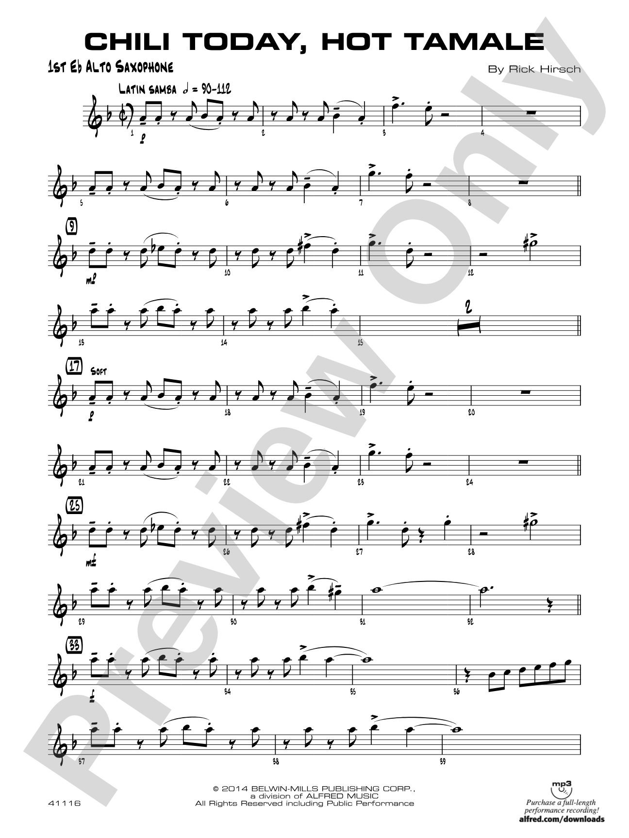 Chili Today, Hot Tamale: E-flat Alto Saxophone