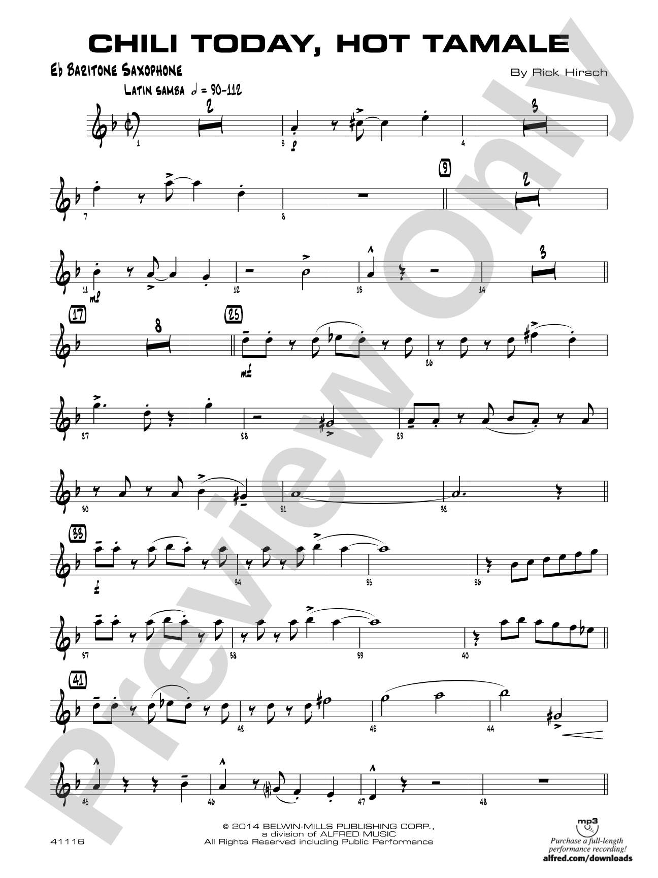 Chili Today, Hot Tamale: E-flat Baritone Saxophone