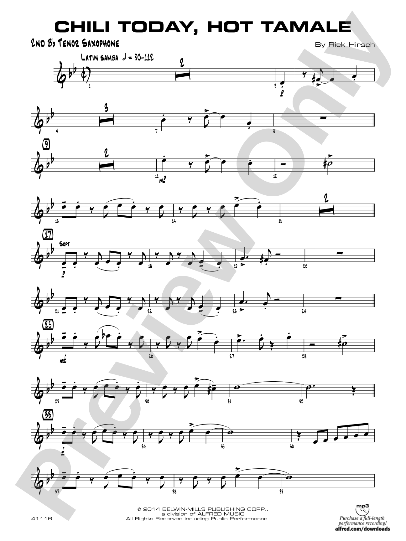 Chili Today, Hot Tamale: 2nd B-flat Tenor Saxophone