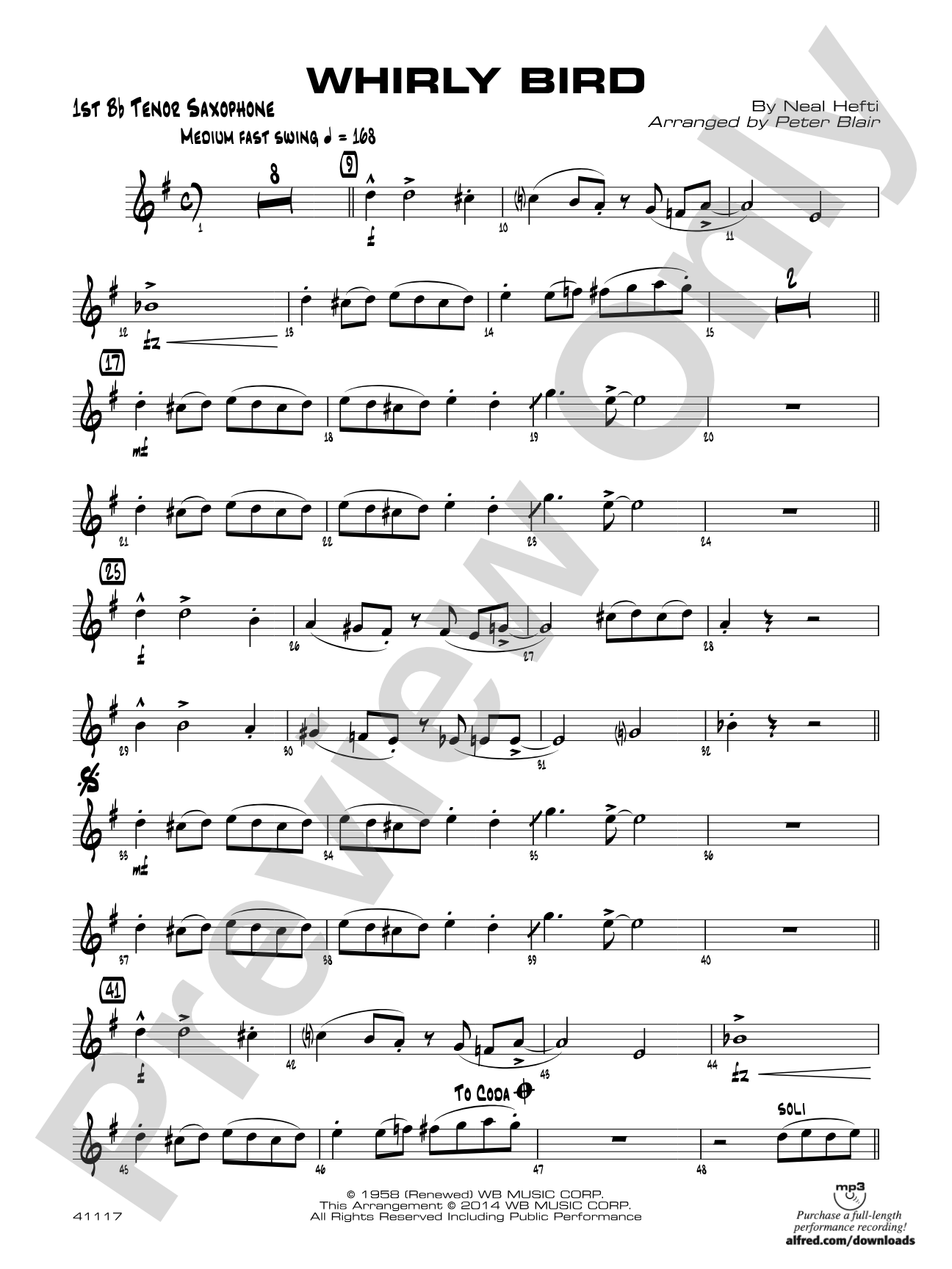 Whirly Bird: B-flat Tenor Saxophone