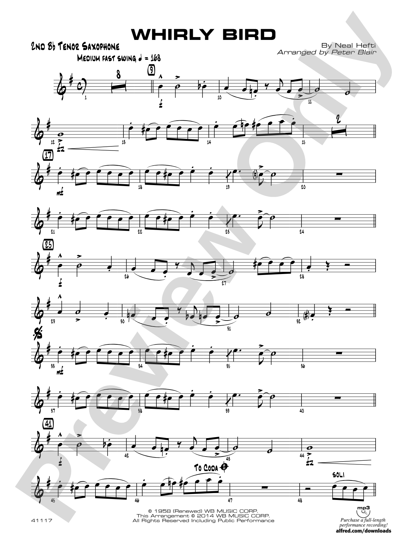 Whirly Bird: 2nd B-flat Tenor Saxophone