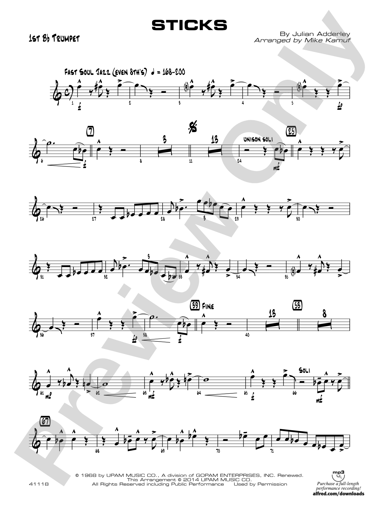 Sticks: 1st B-flat Trumpet