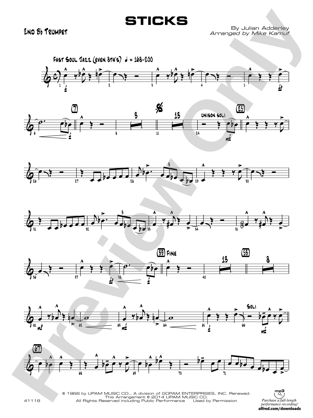 Sticks: 2nd B-flat Trumpet