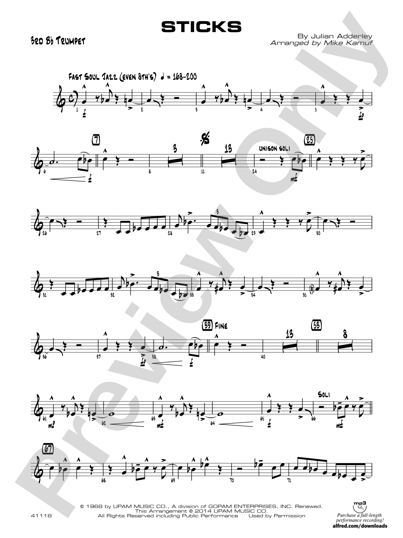 Sticks: 3rd B-flat Trumpet