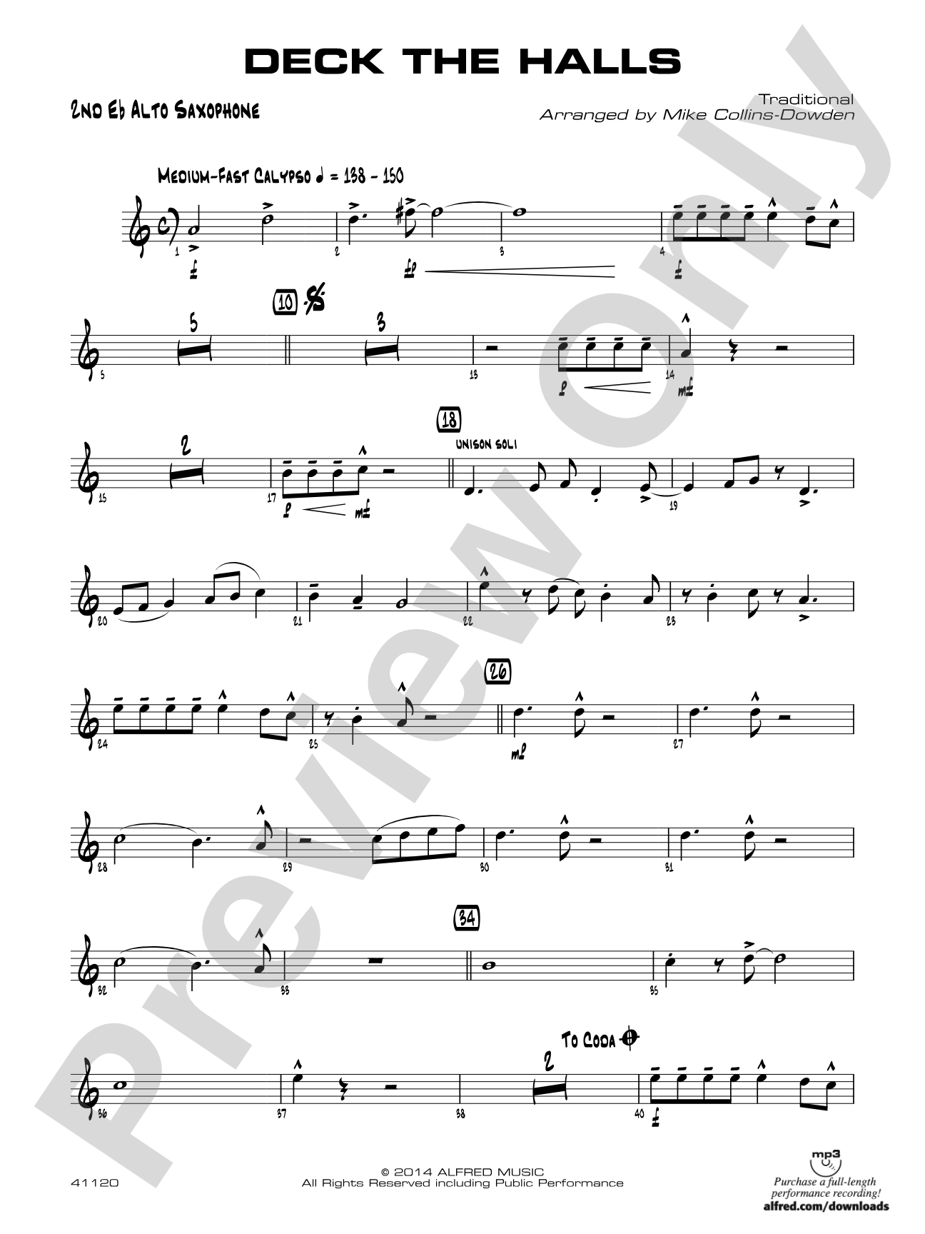 Deck the Halls: 2nd E-flat Alto Saxophone