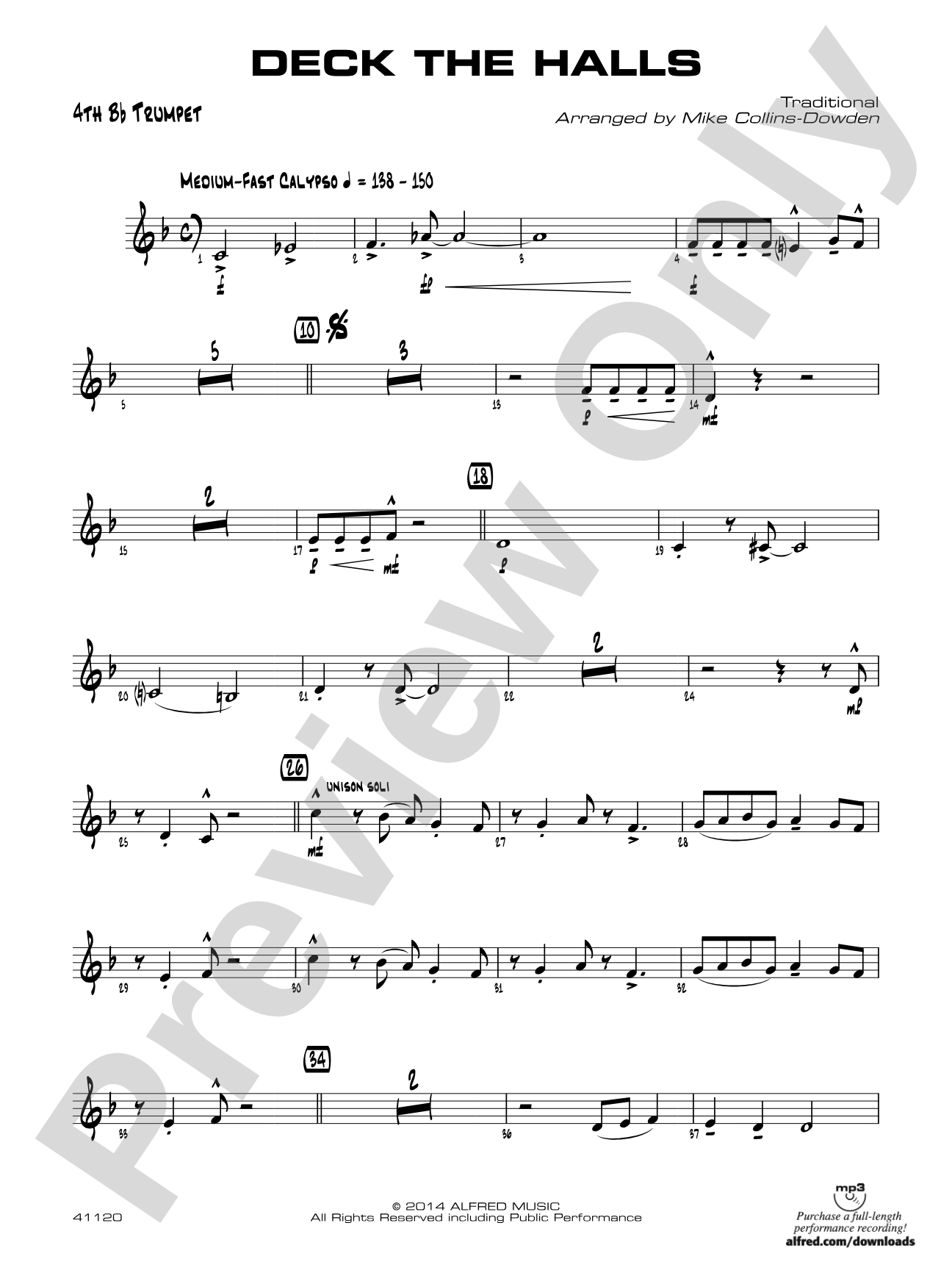 Deck the Halls: 4th B-flat Trumpet