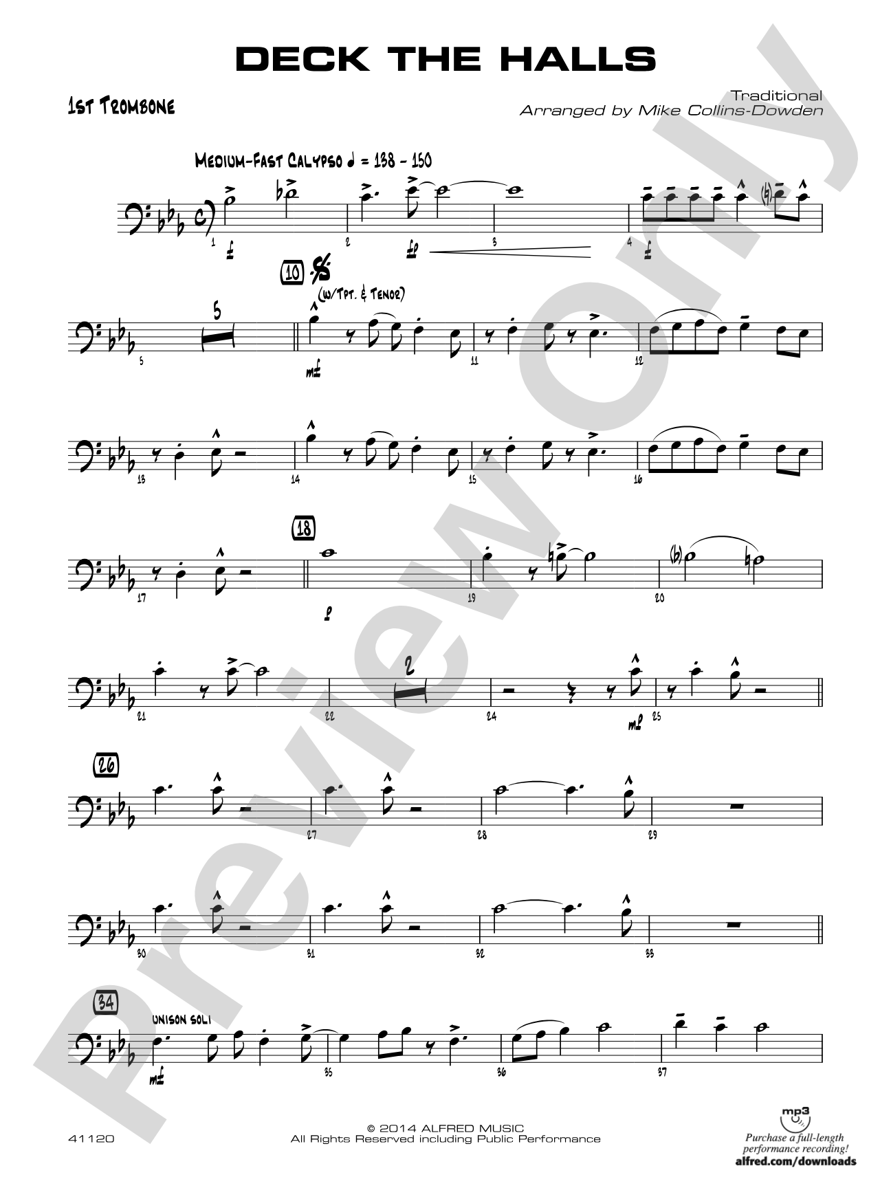 Deck the Halls: 1st Trombone