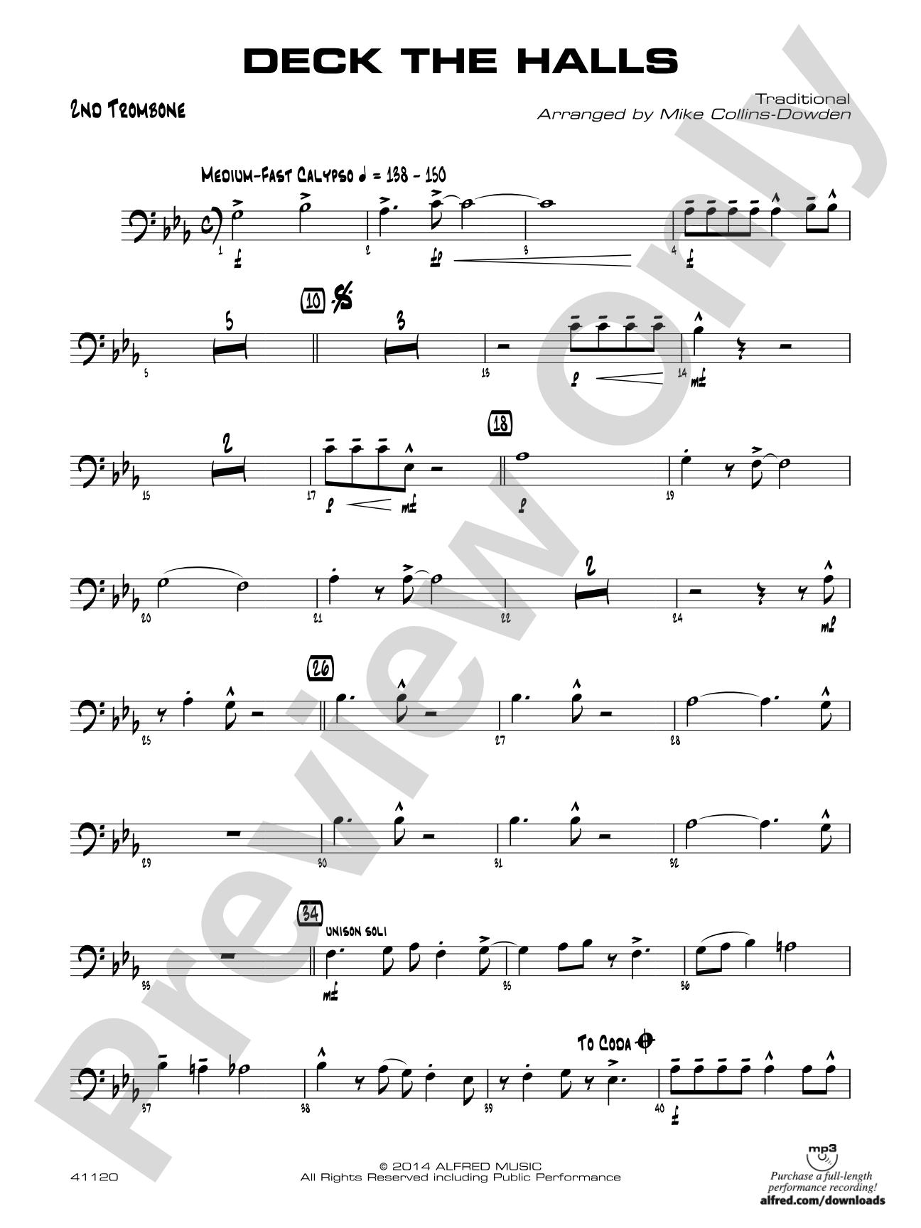 Deck the Halls: 2nd Trombone