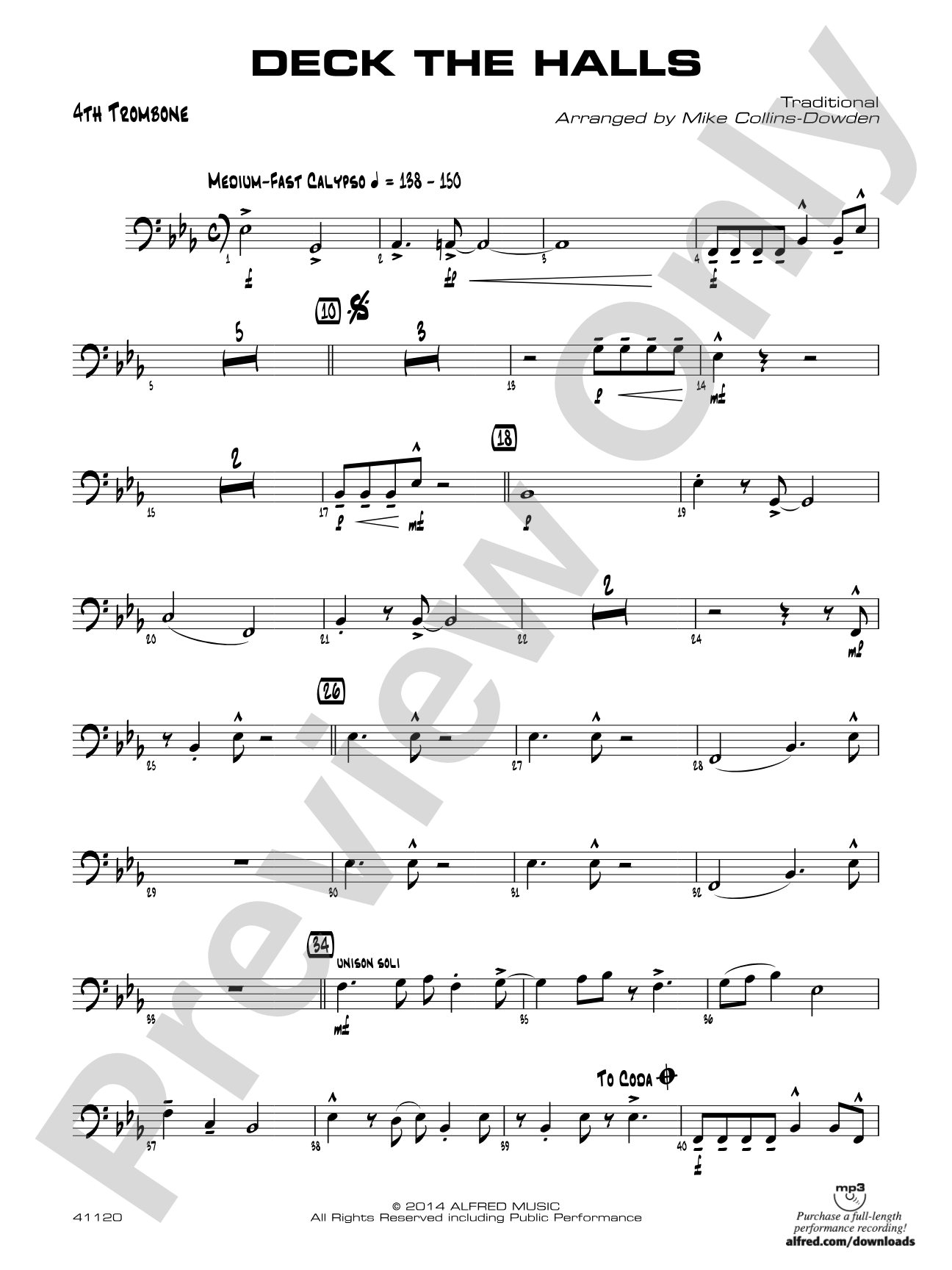 Deck the Halls: 4th Trombone