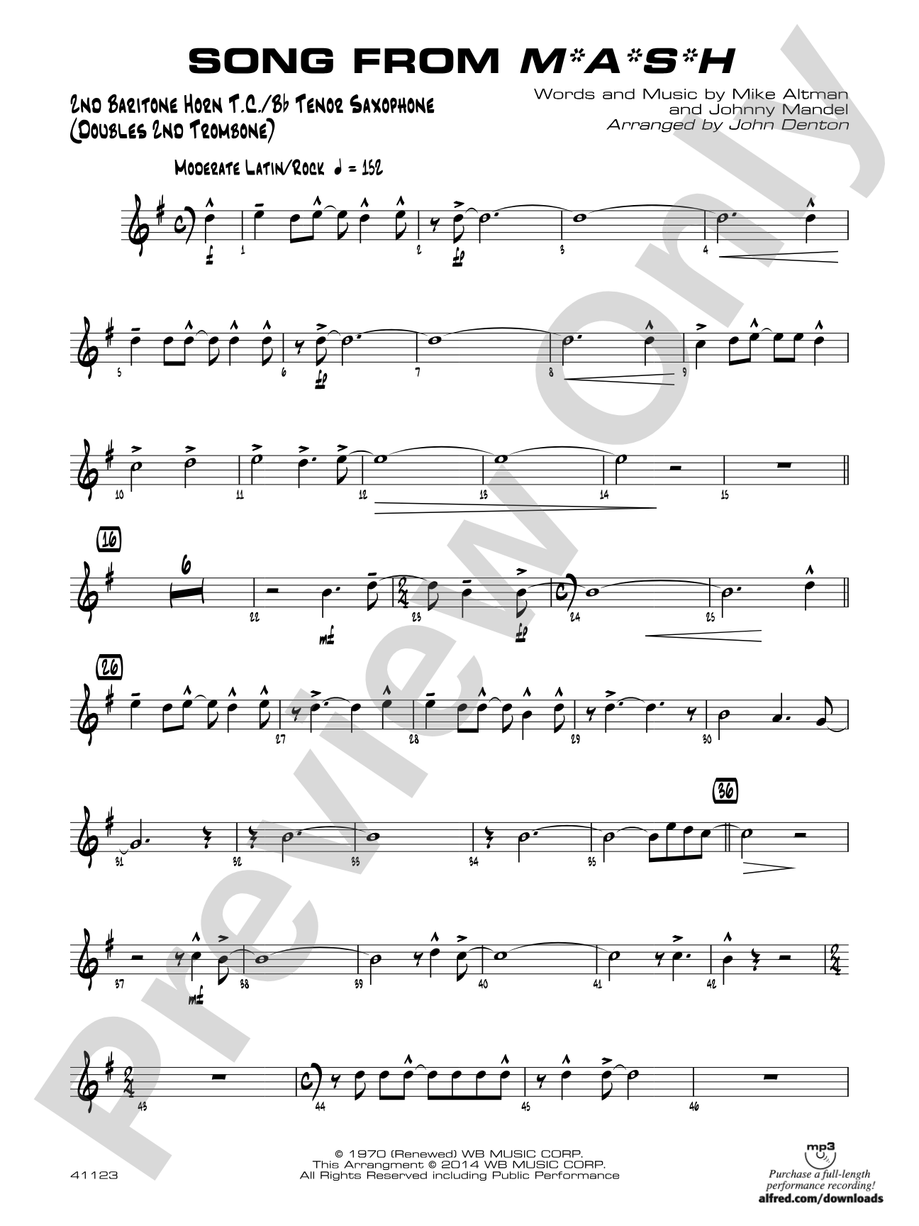 Song from M*A*S*H: 2nd Baritone T.C.