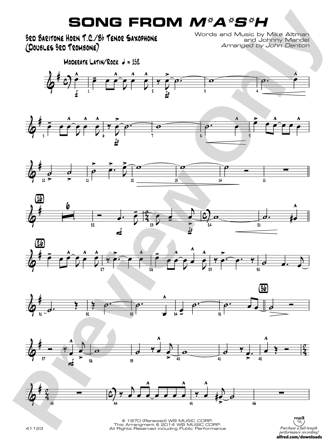 Song from M*A*S*H: 3rd Baritone T.C.
