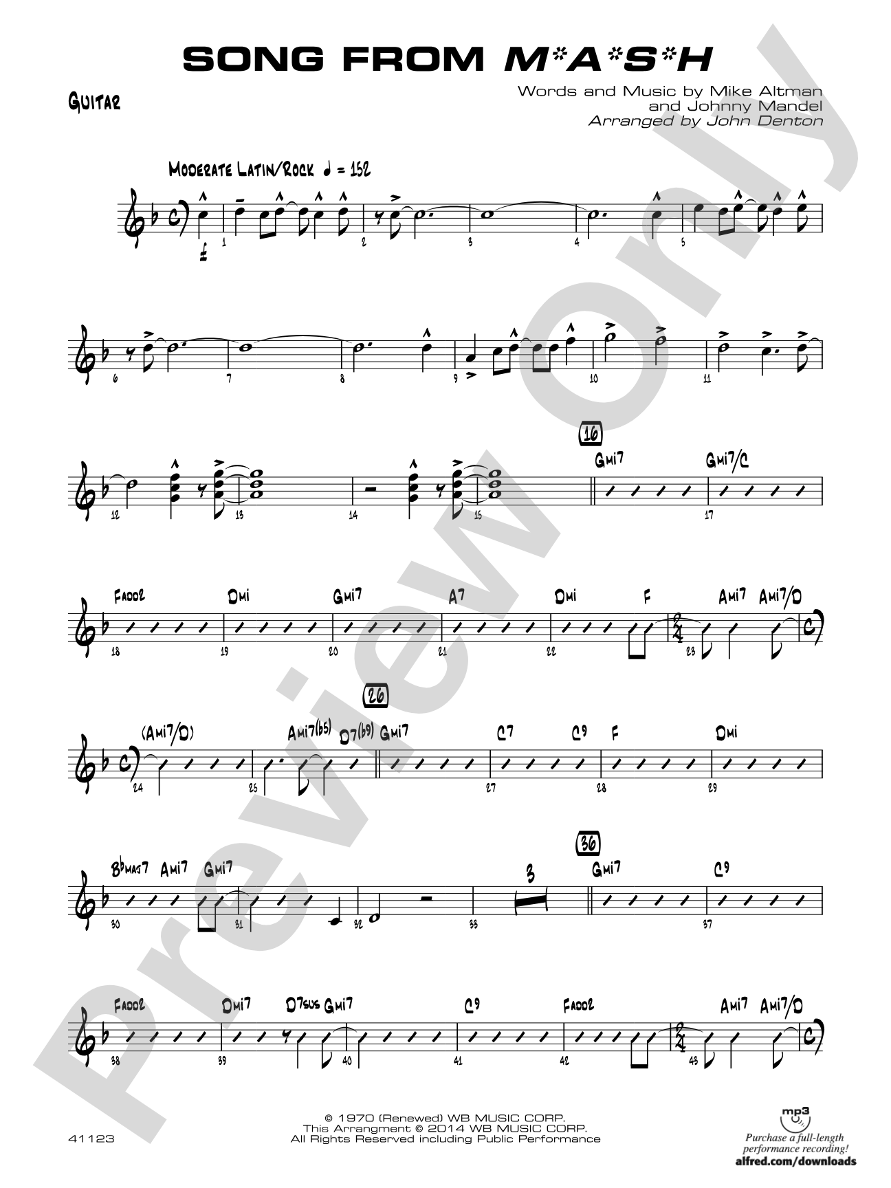 Song from M*A*S*H: Guitar