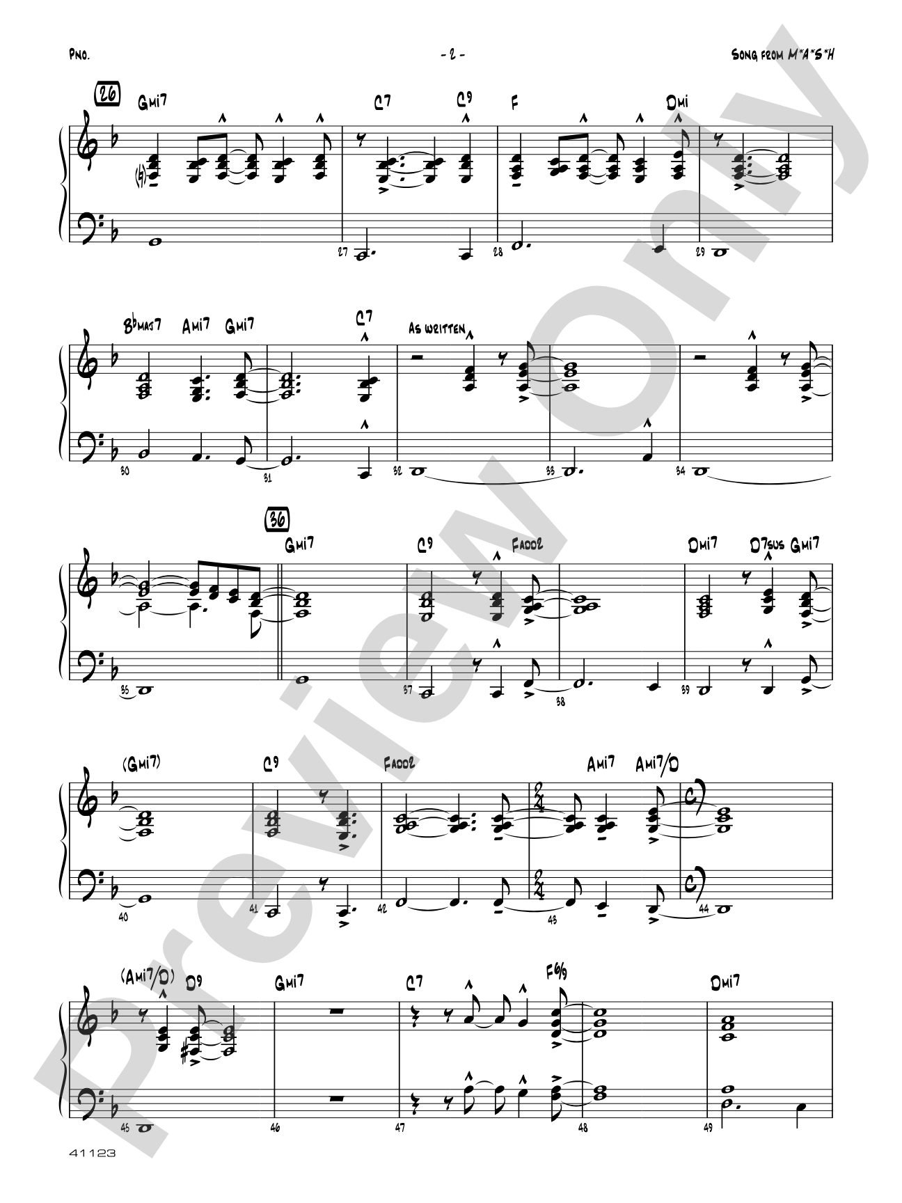 Song from M*A*S*H: Piano Accompaniment