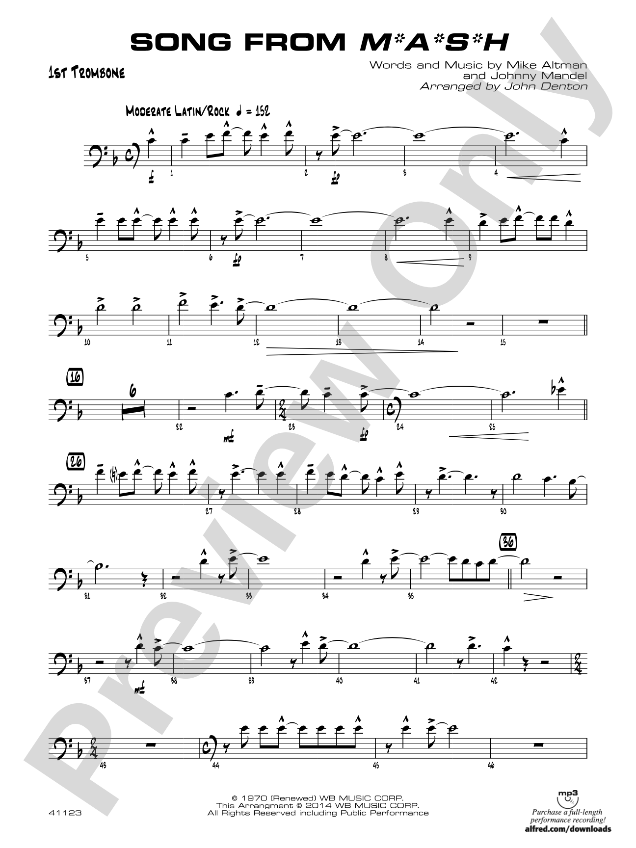 Song from M*A*S*H: 1st Trombone