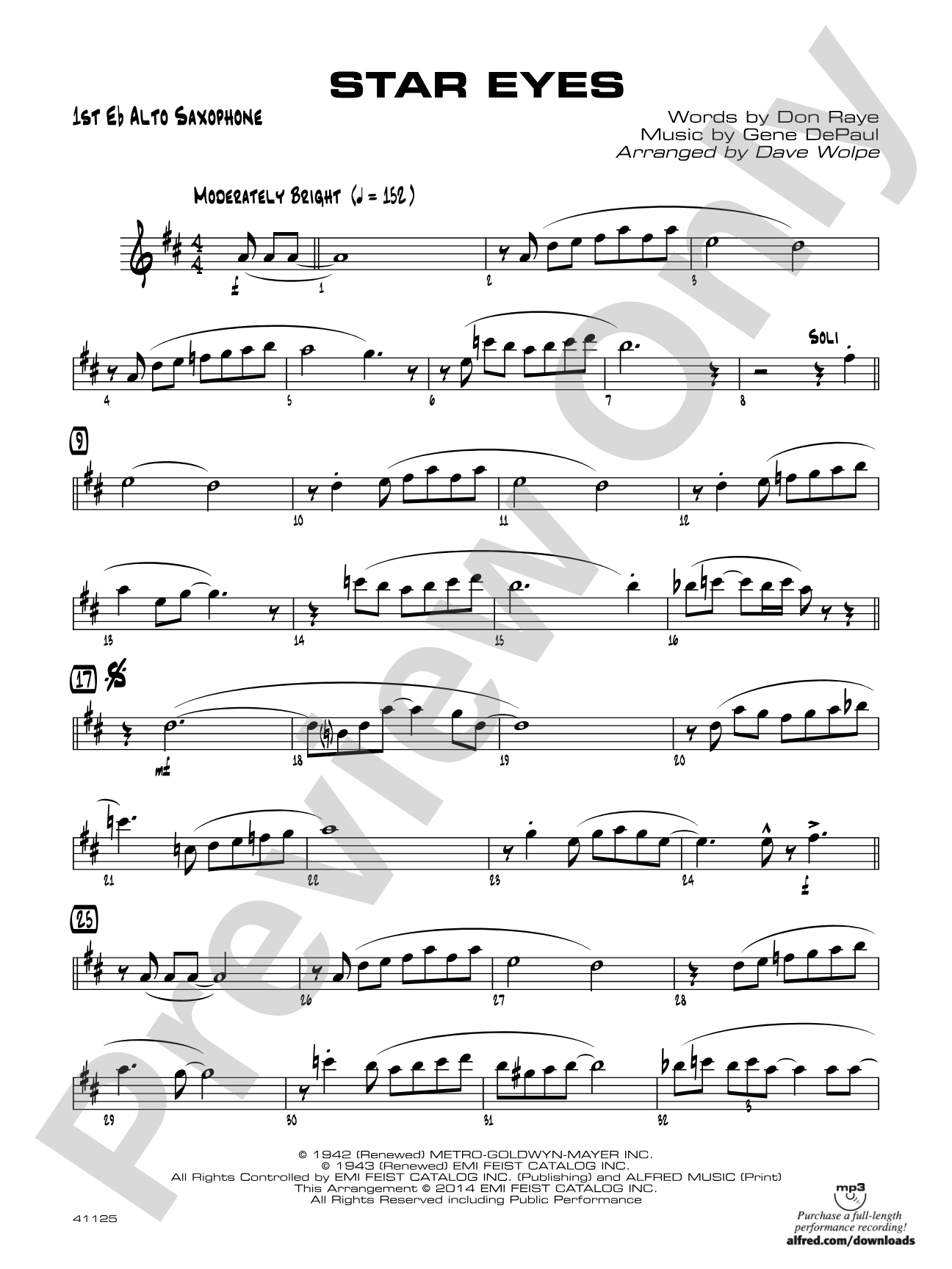 Star Eyes: E-flat Alto Saxophone