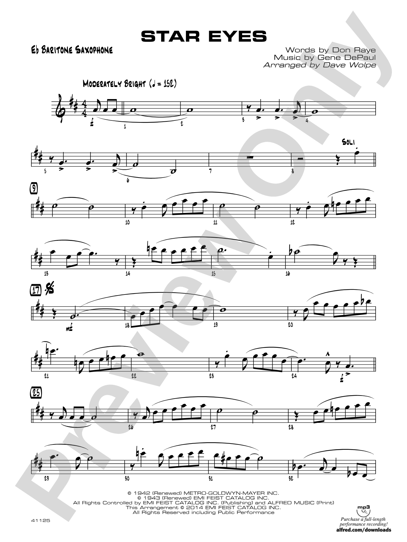 Star Eyes: E-flat Baritone Saxophone