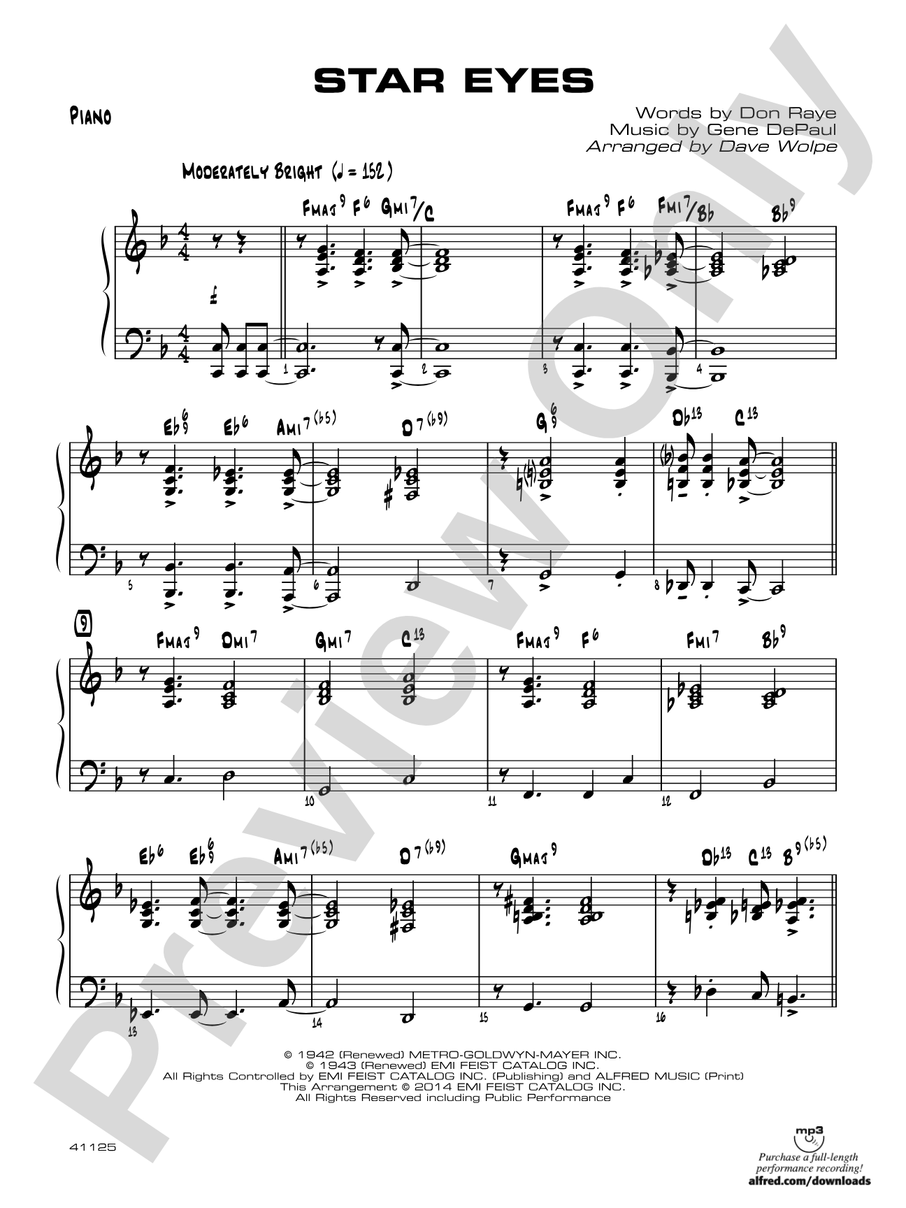 Star Eyes: Piano Accompaniment