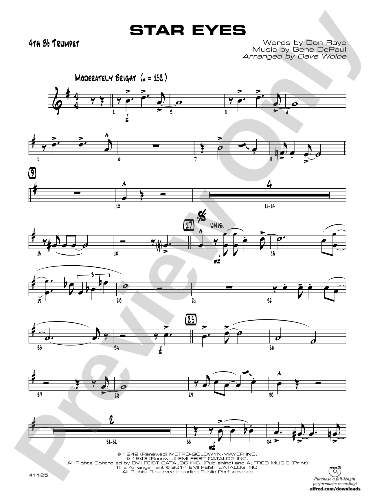 Star Eyes: 4th B-flat Trumpet