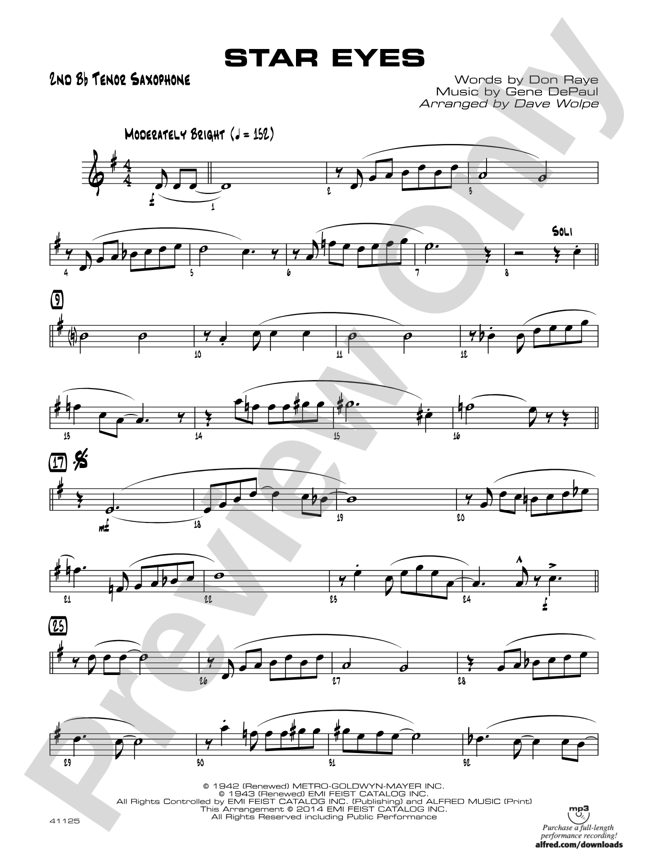 Star Eyes: 2nd B-flat Tenor Saxophone