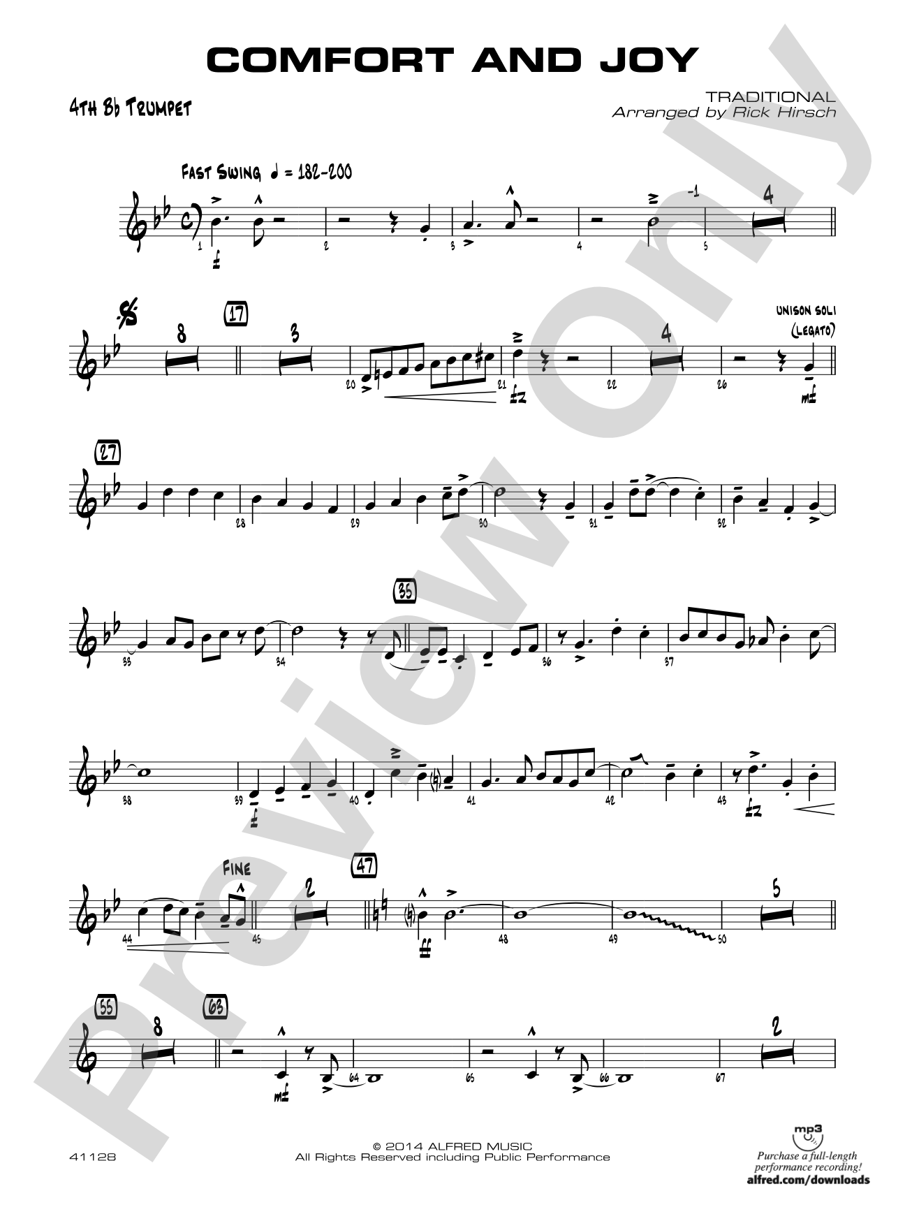 Comfort and Joy: 4th B-flat Trumpet