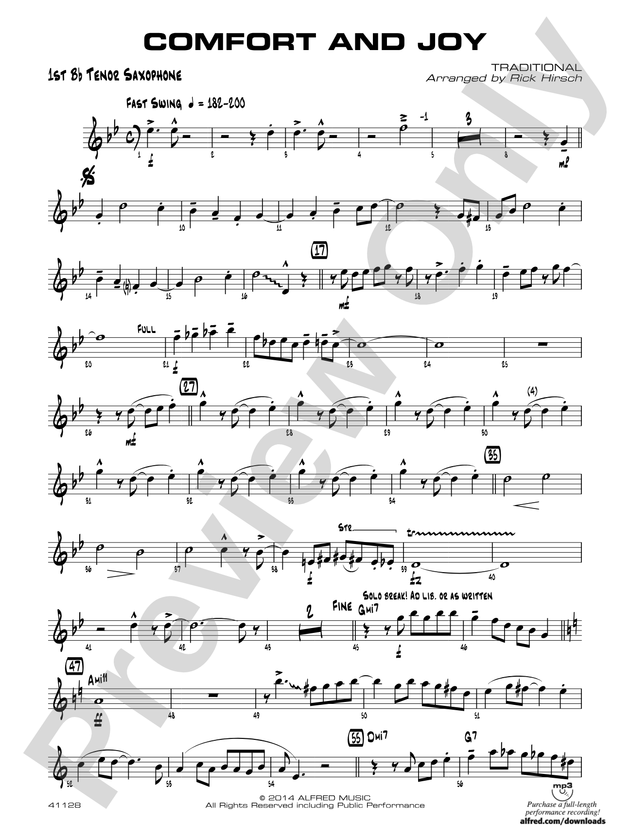 Comfort and Joy: B-flat Tenor Saxophone