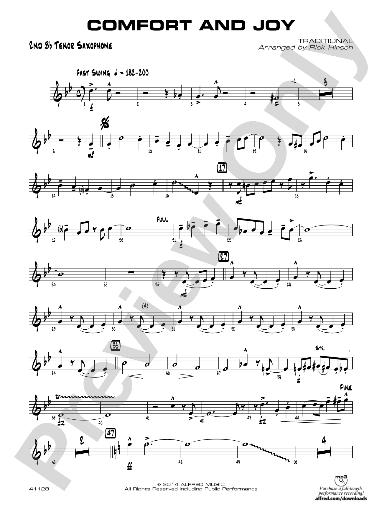 Comfort and Joy: 2nd B-flat Tenor Saxophone